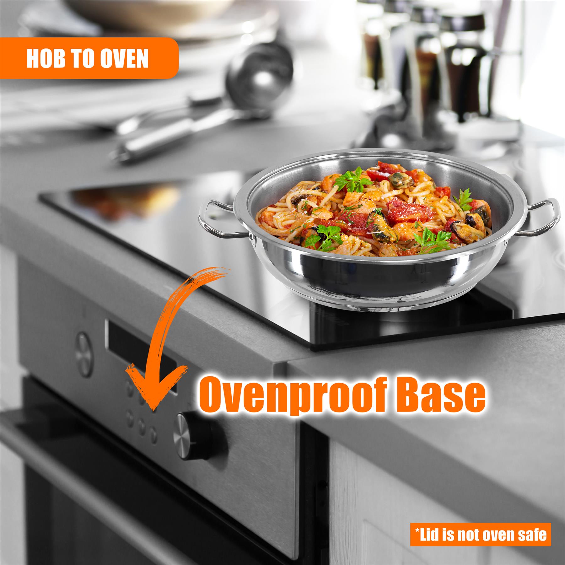 Gastro Shallow Pot With Lid 24 x 6 cm by Hascevher - The Magic Toy Shop