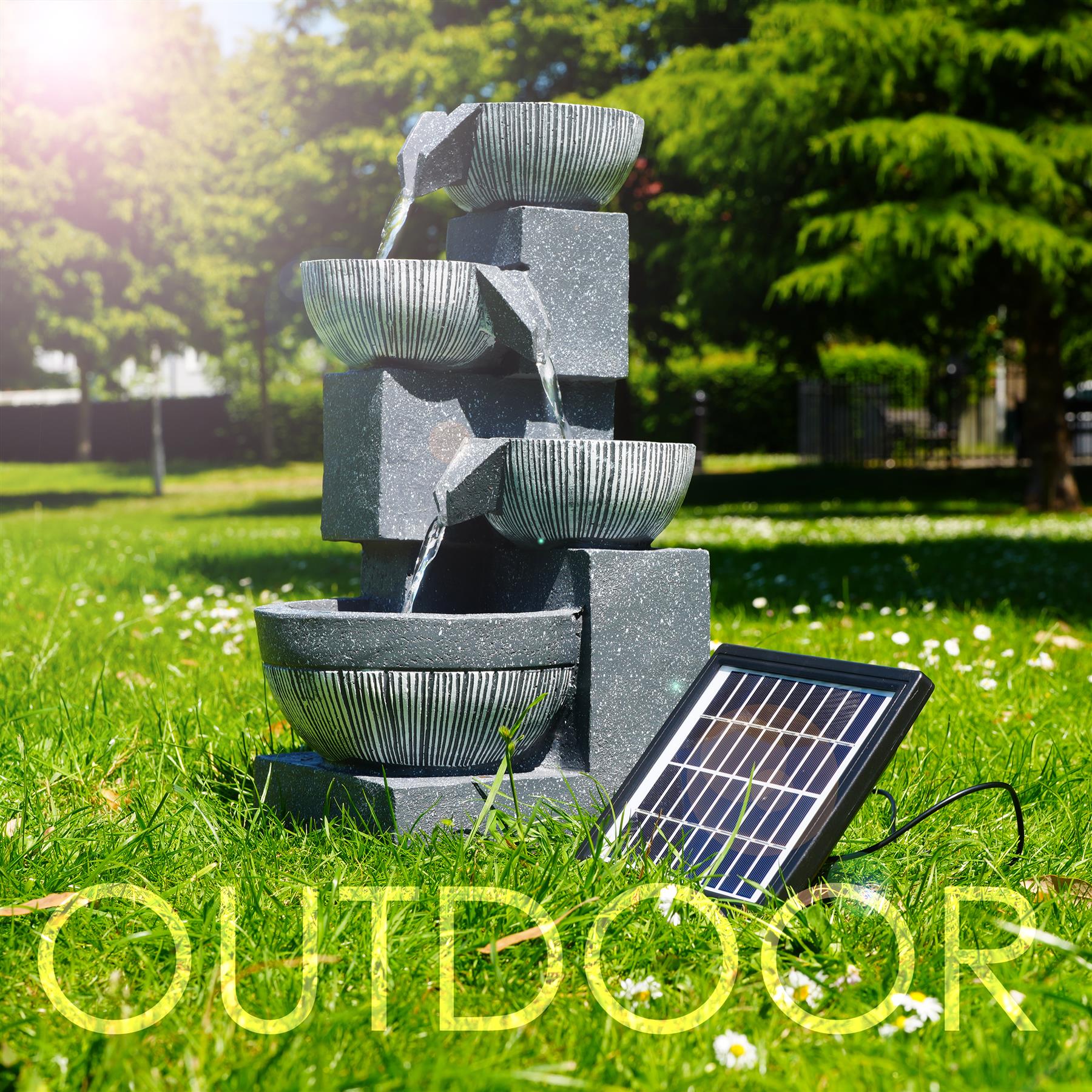 4 Tier Bowl Solar Water Feature Outdoor With LED by GEEZY - The Magic Toy Shop