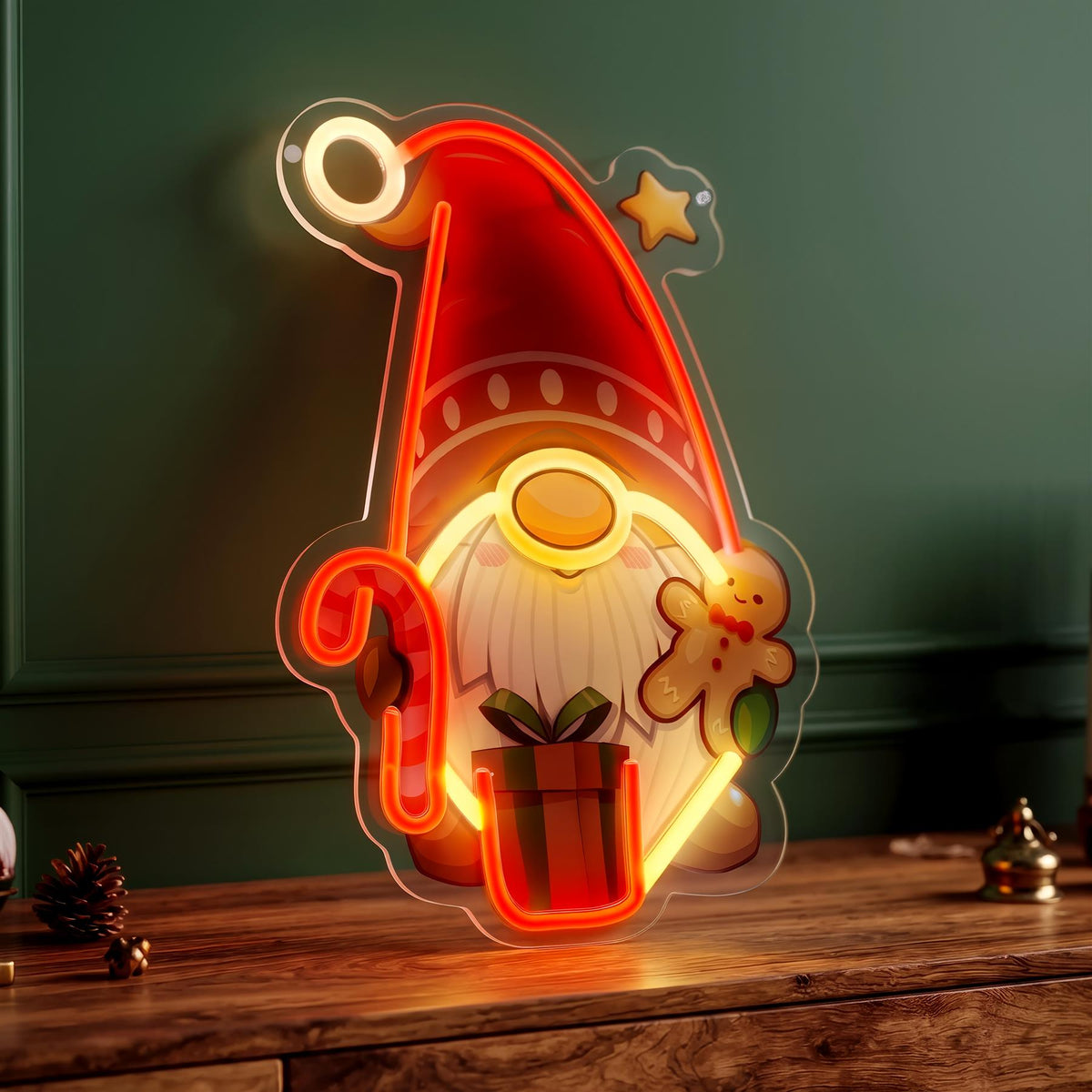 Santa Gnome Neon Sign
