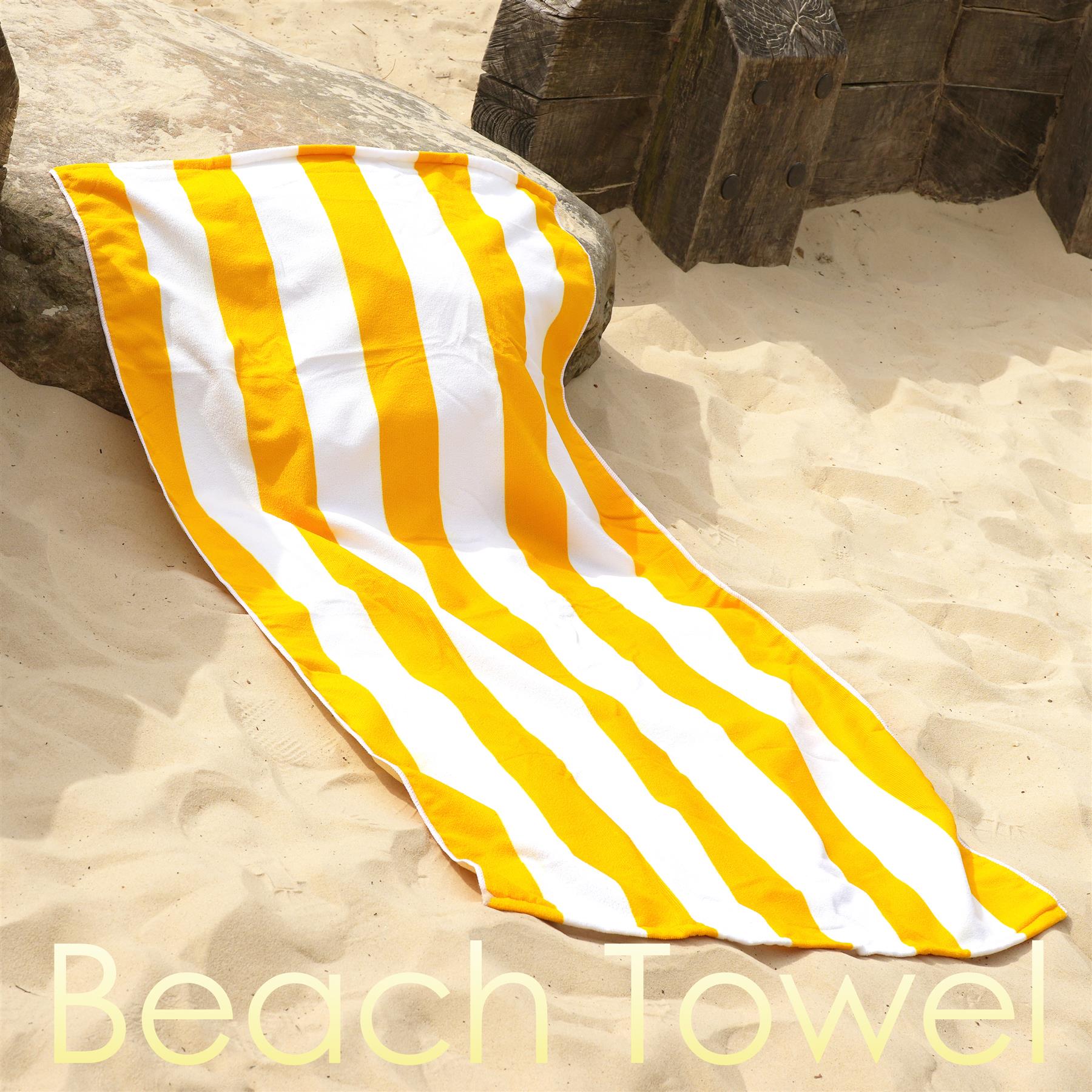 Beach Bath Towel Large Microfibre Orange Striped by GEEZY - The Magic Toy Shop