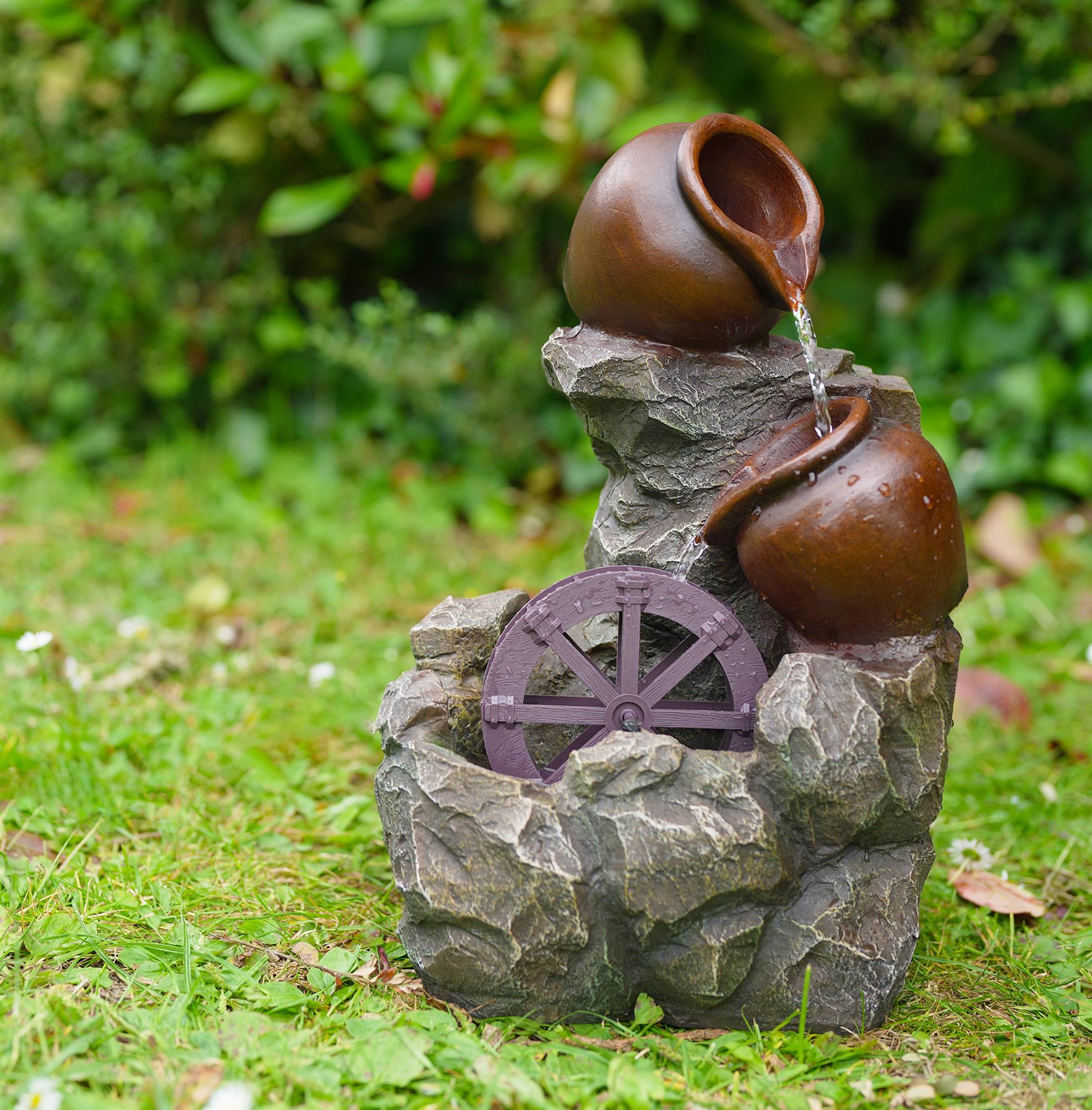 Cartwheel Solar Water Feature Outdoor With LED by GEEZY - The Magic Toy Shop