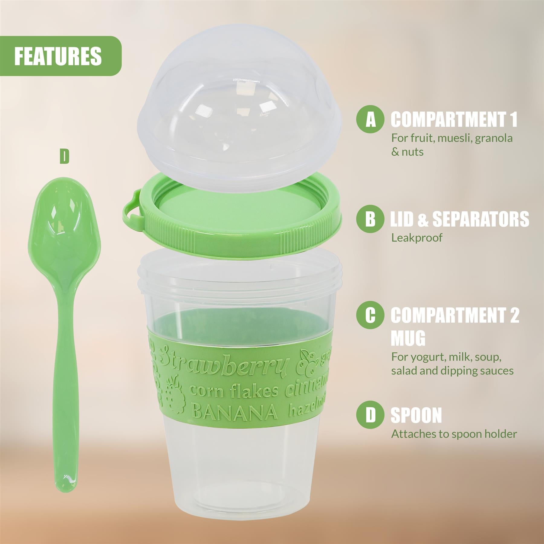 Yogurt Mug with Compartment and Spoon by GEEZY - The Magic Toy Shop