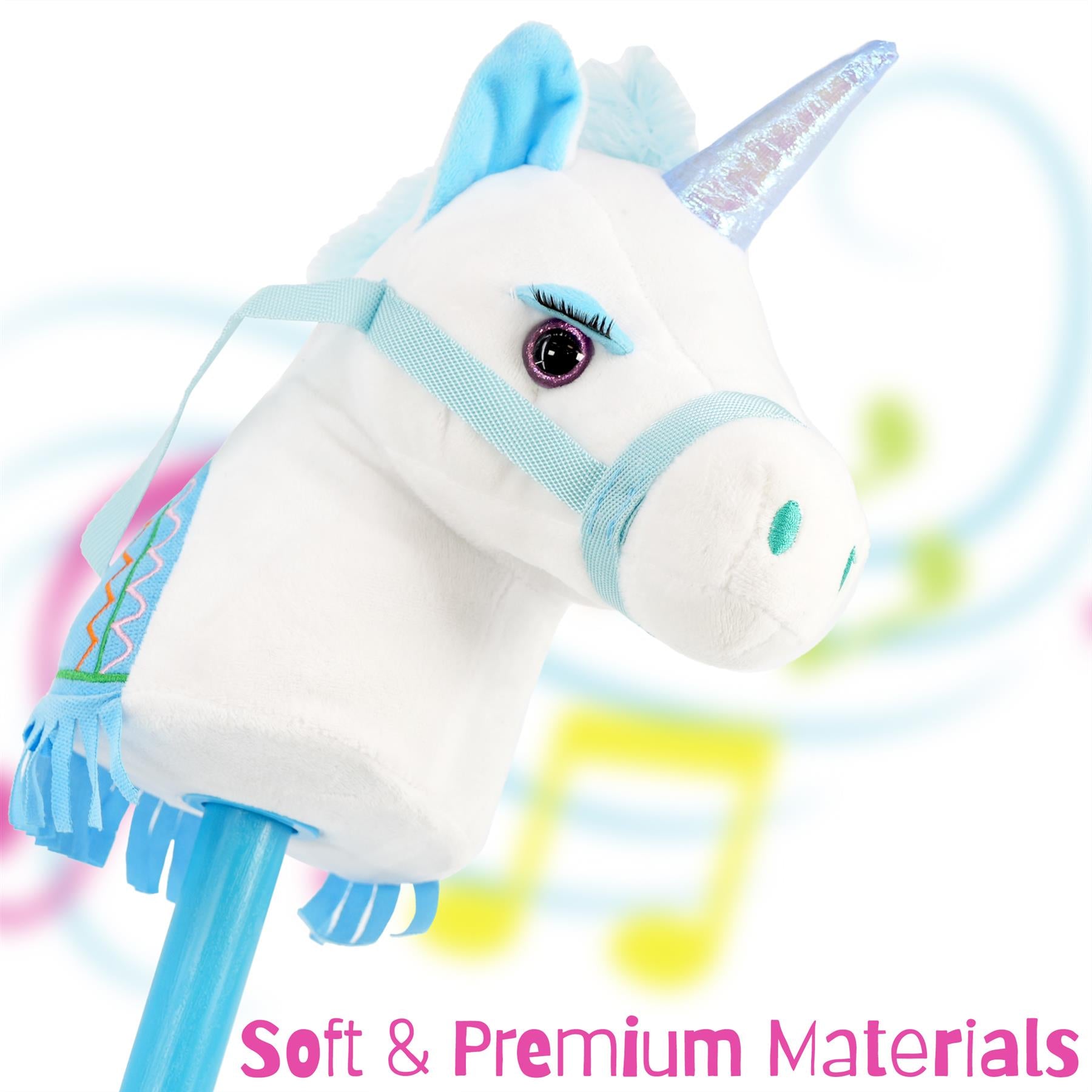 Kids Blue Unicorn Hobby Horse Toy with Sounds by The Magic Toy Shop - The Magic Toy Shop