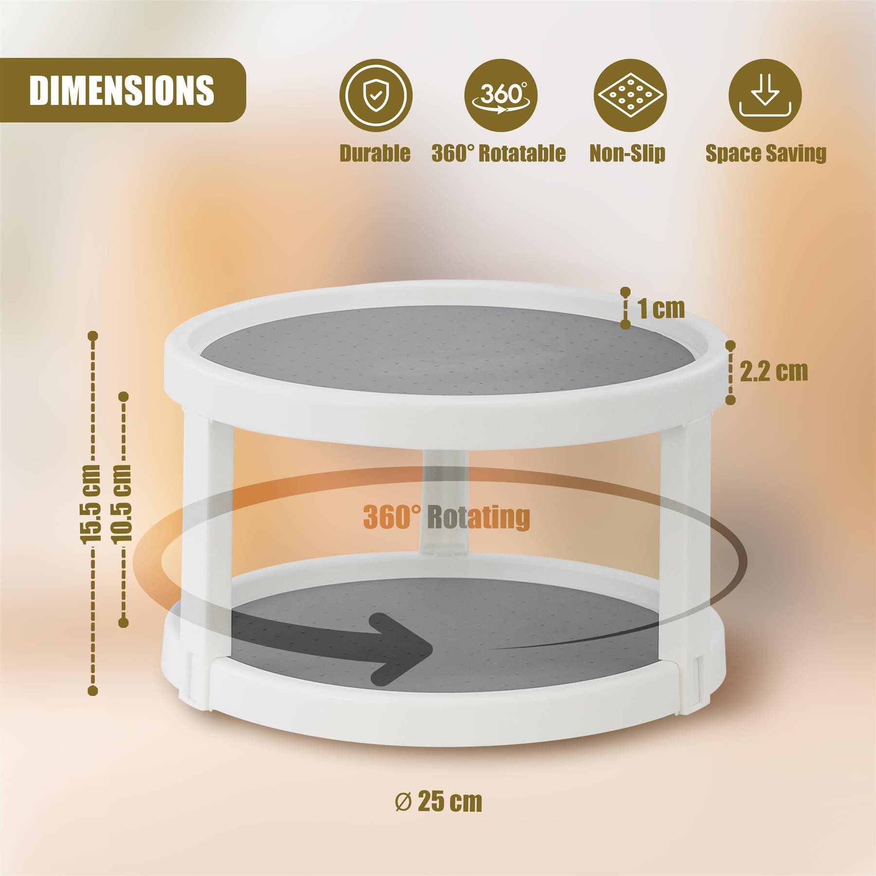 2 Tier Rotating Spice Rack 25cm by GEEZY - The Magic Toy Shop