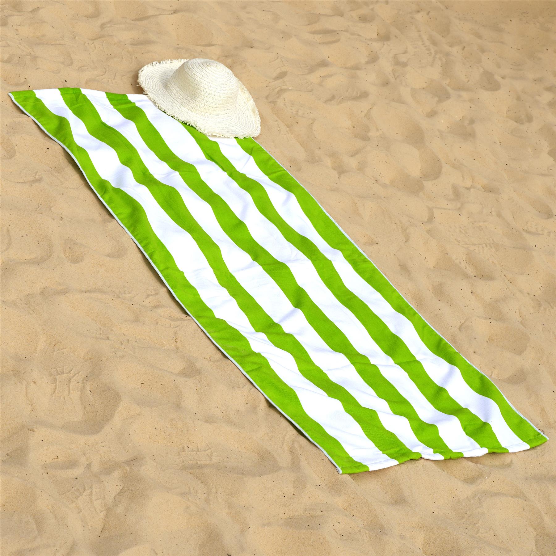 Beach Bath Towel Large Microfibre Green Striped by GEEZY - The Magic Toy Shop