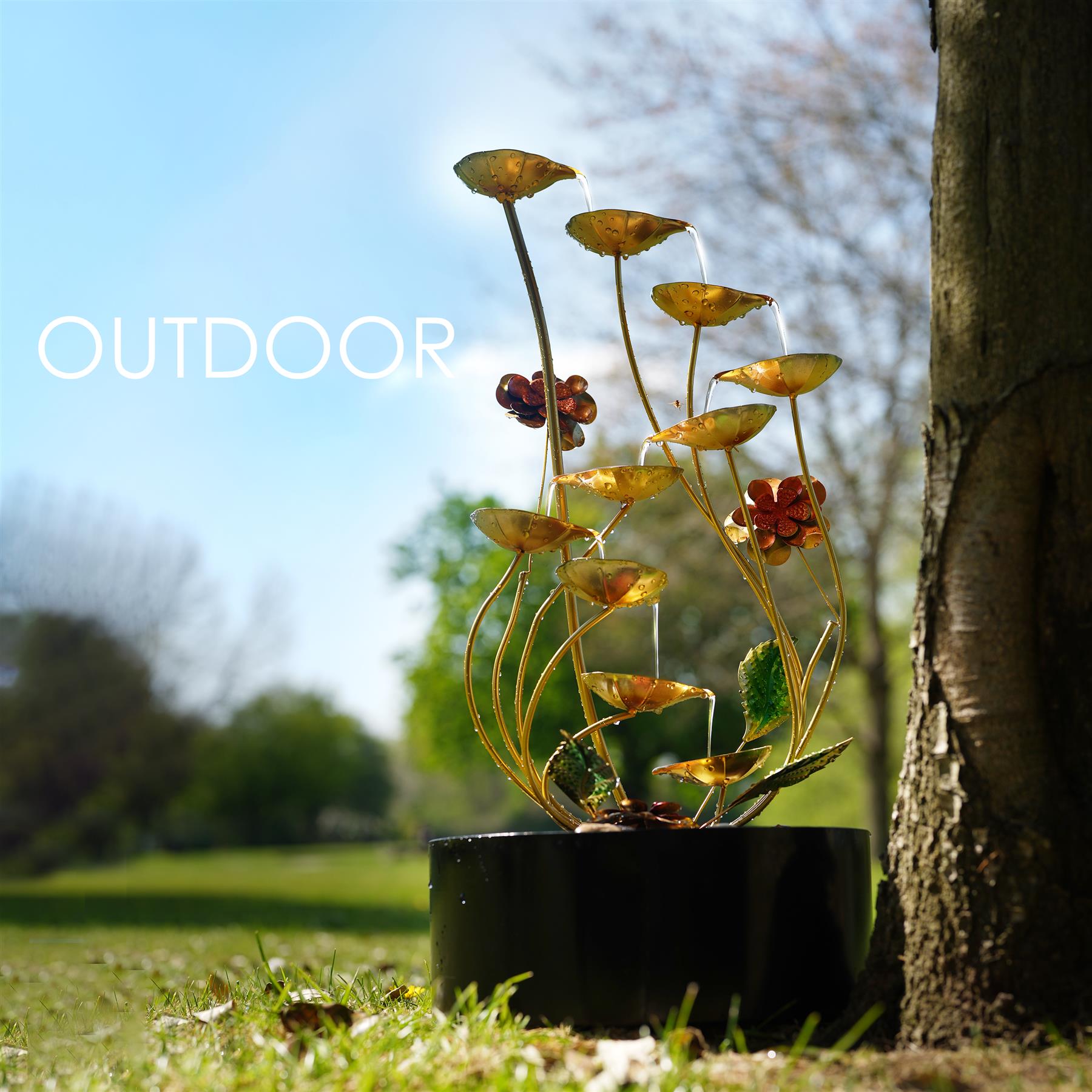 Metal Spiral Water Feature Outdoor With LED by GEEZY - The Magic Toy Shop