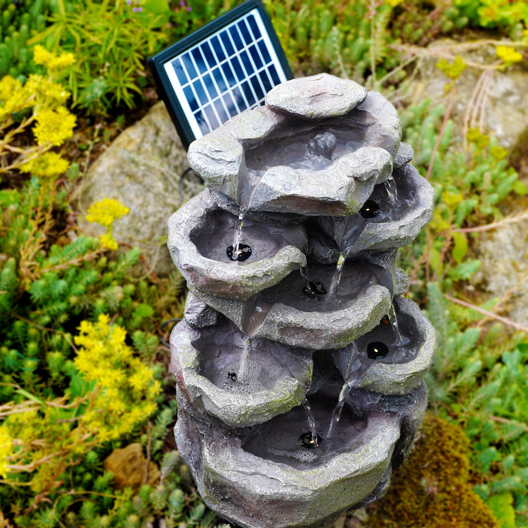 Rock Solar Water Feature Outdoor With LED by GEEZY - The Magic Toy Shop