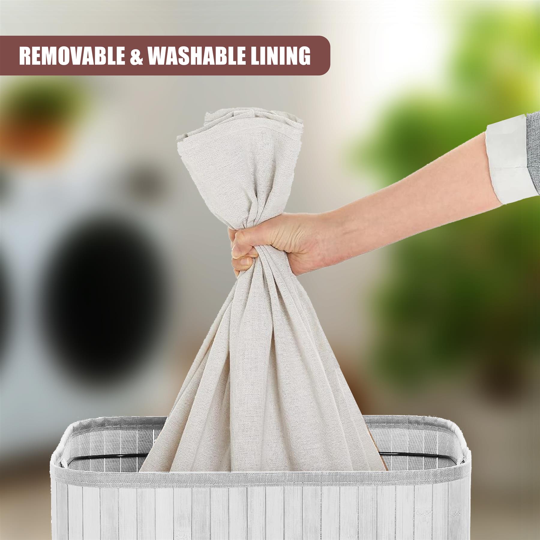 Rectangular Bamboo Laundry Hamper with Lid, White by GEEZY - The Magic Toy Shop