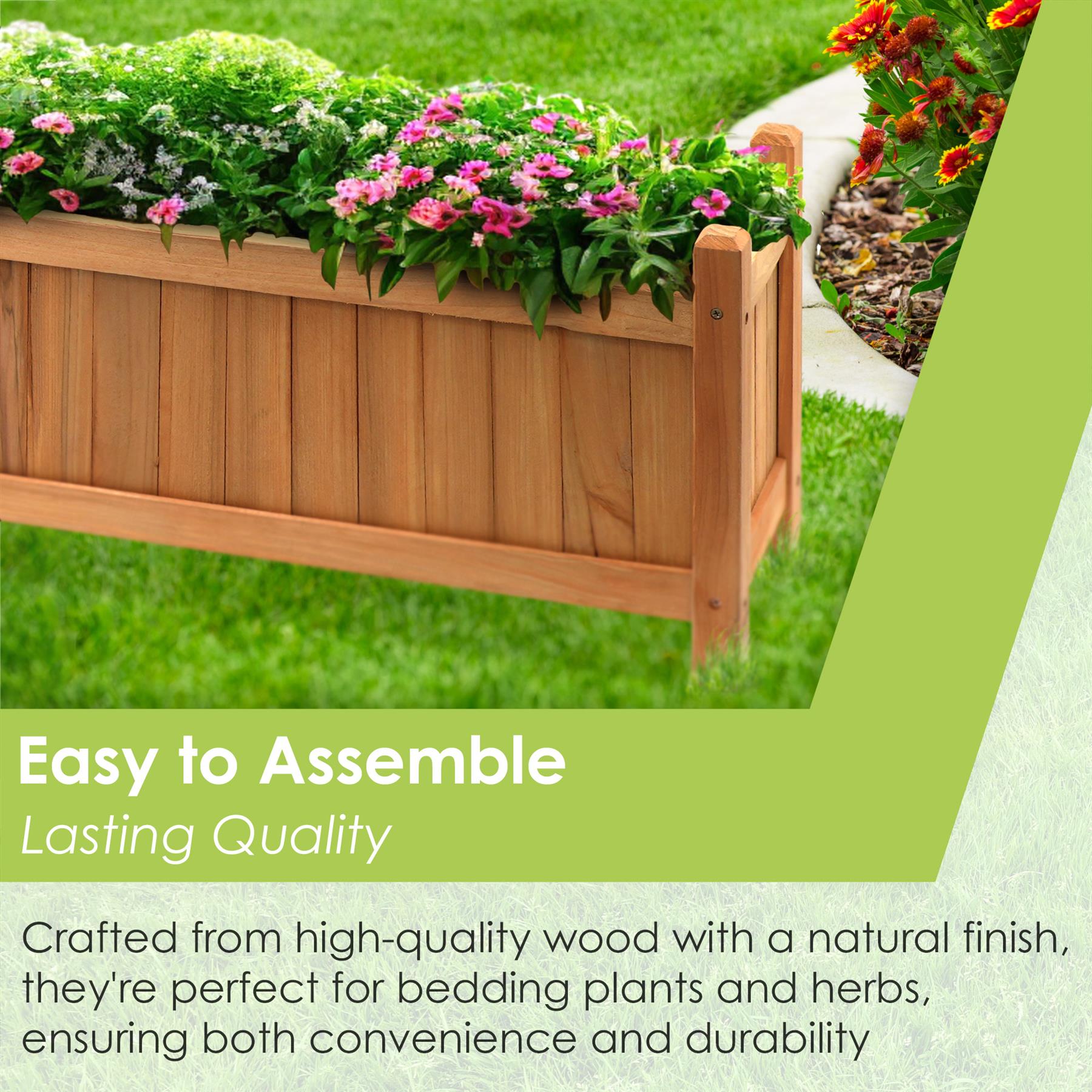 Wooden Large Rectangular Planters 2 Pack by GEEZY - The Magic Toy Shop