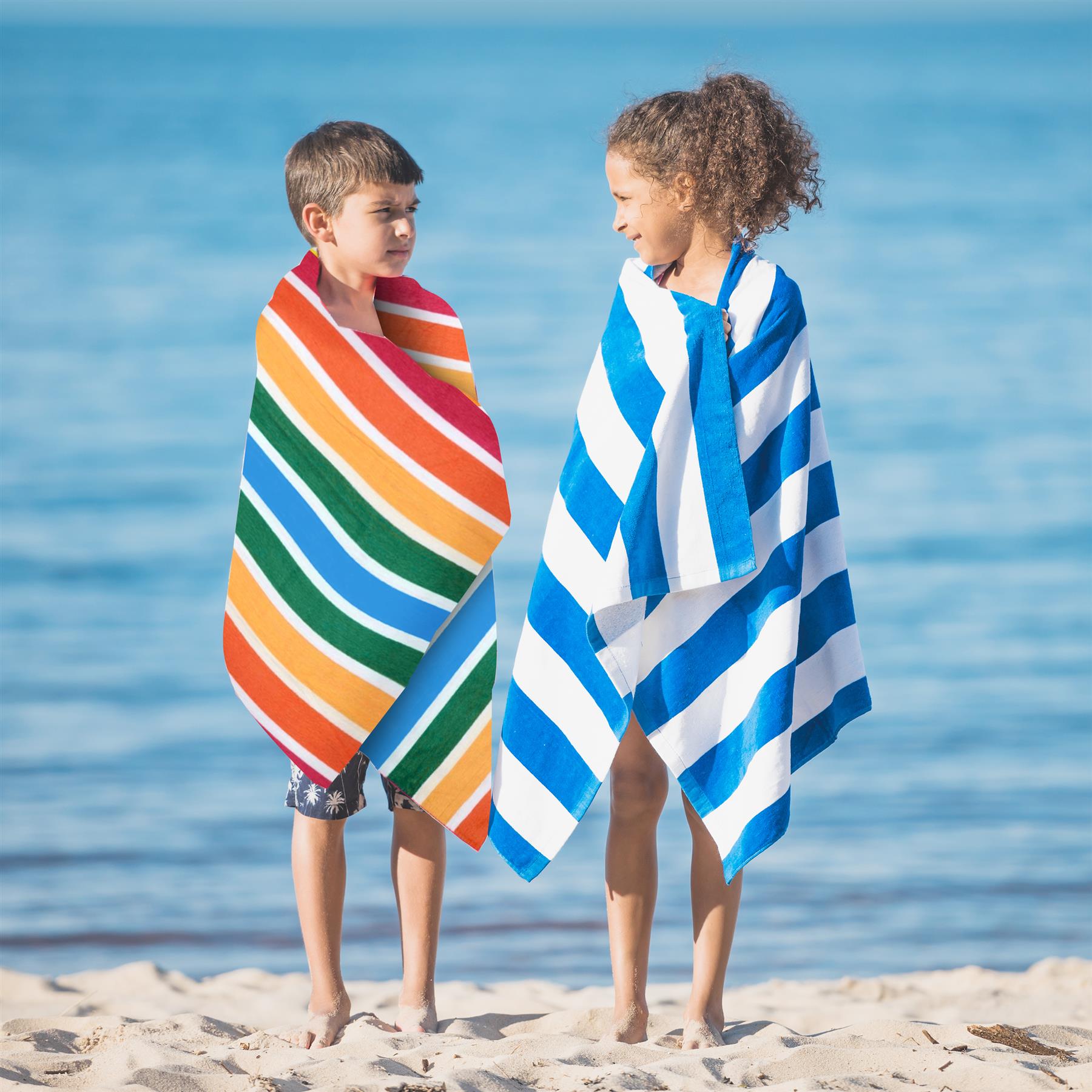 Large Velour Striped Beach Towel (Tropical Burst) by Geezy - The Magic Toy Shop