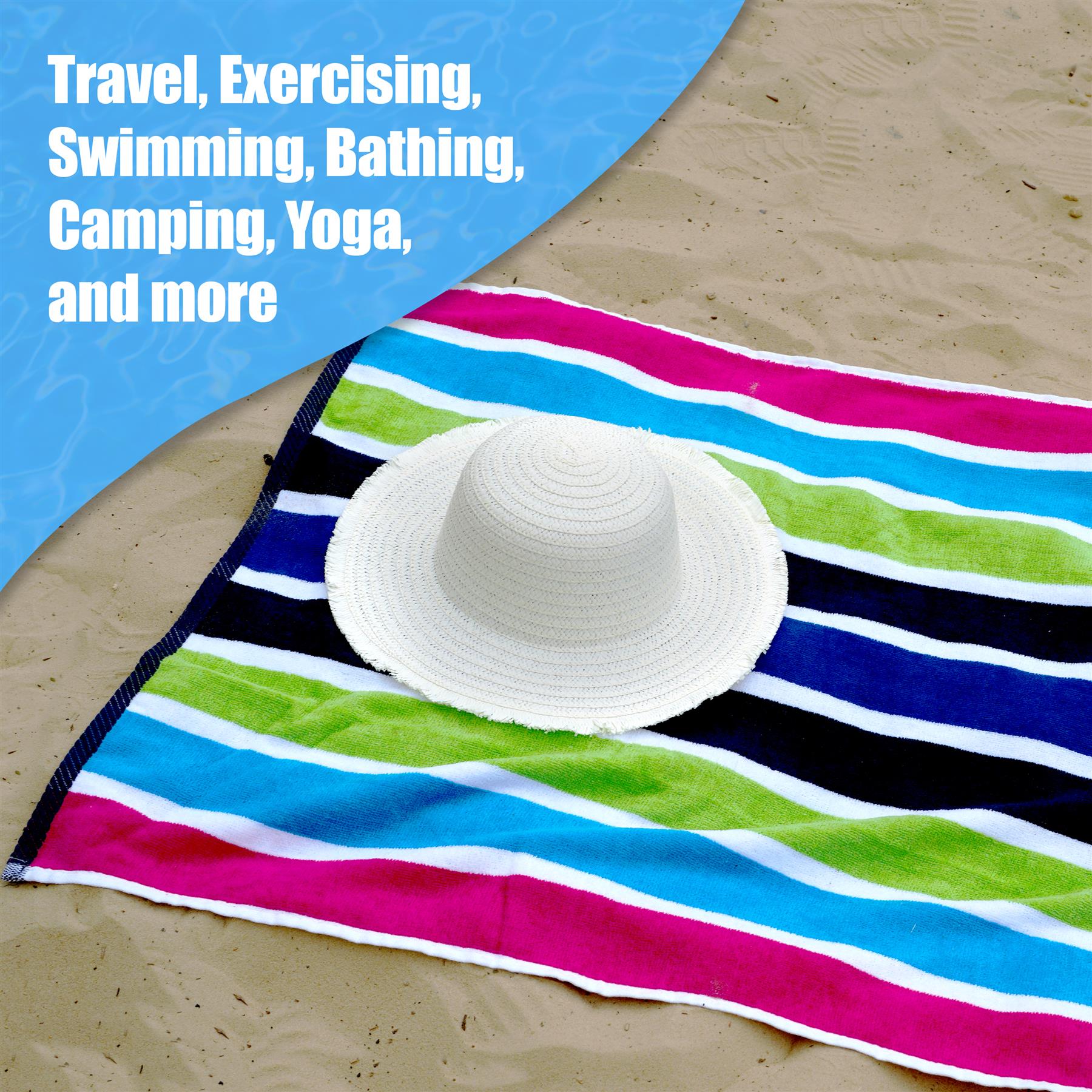 Large Velour Striped Beach Towel (Sanguine) by Geezy - The Magic Toy Shop