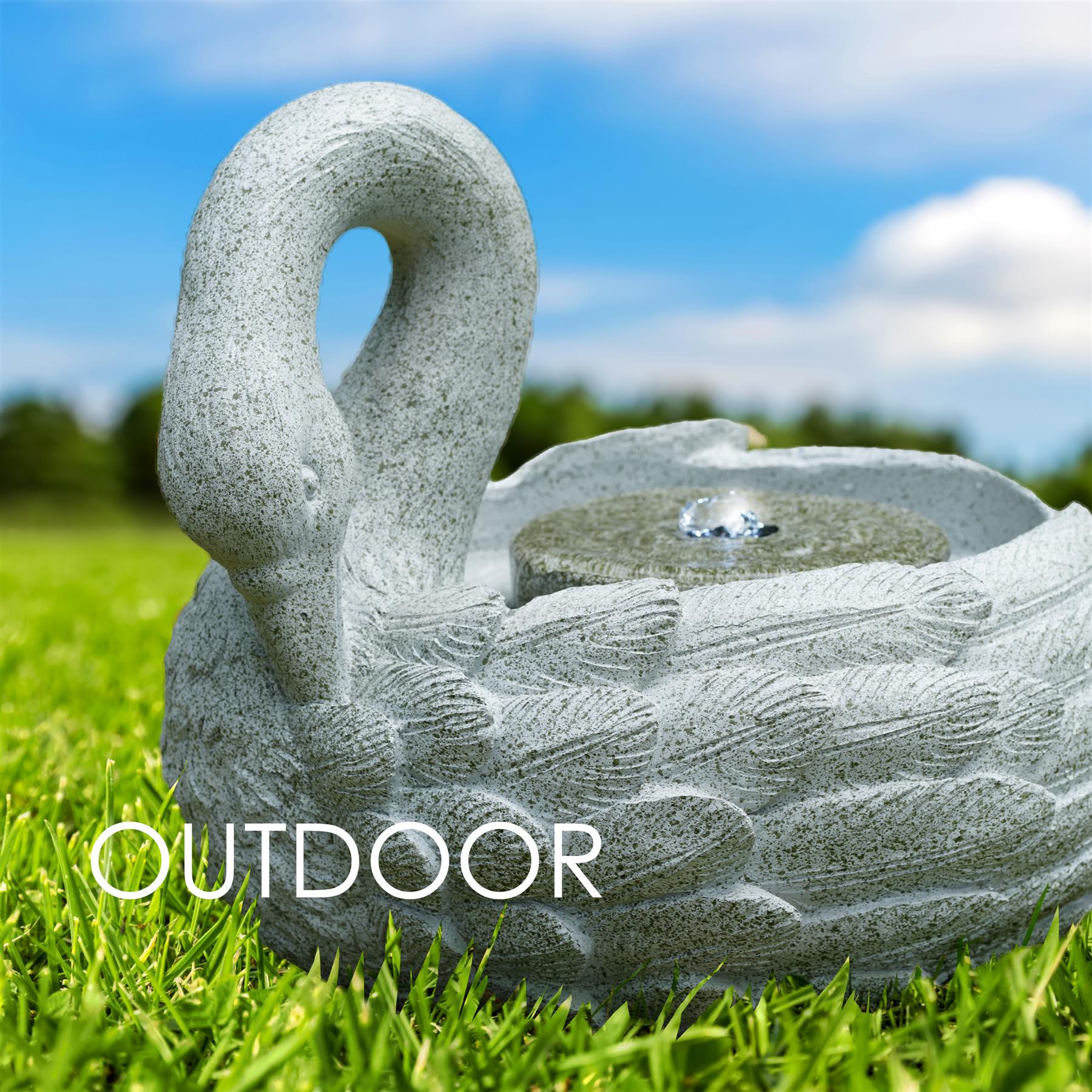 Swan Design Water Feature Outdoor With LED by GEEZY - The Magic Toy Shop
