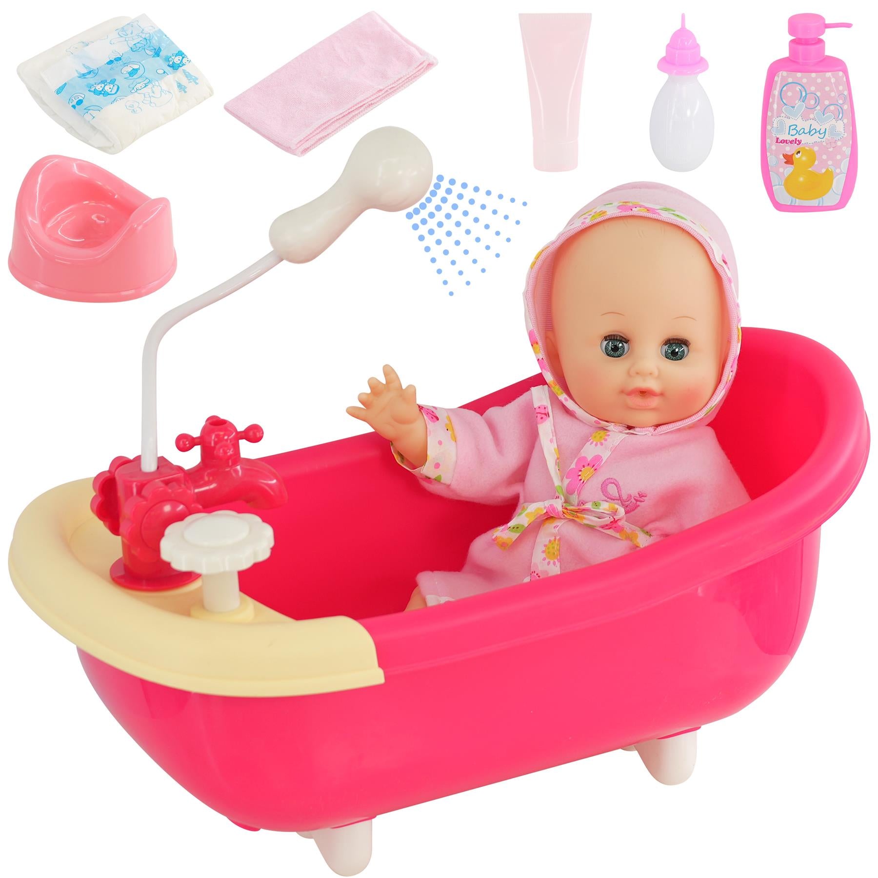 Doll and Bath set with Accessories by BiBi Doll The Magic Toy Shop