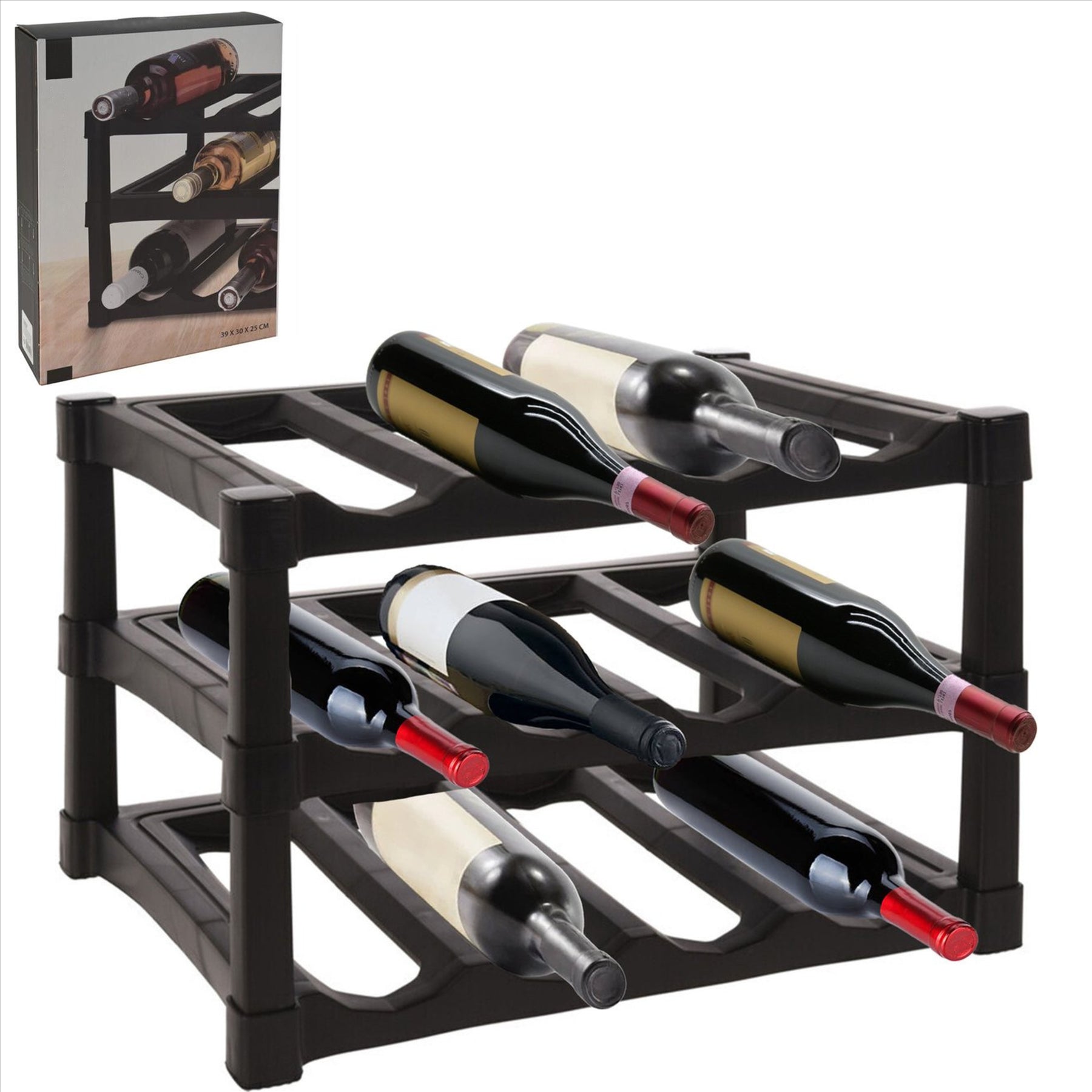 3 Tier Stackable 12 Bottle Wine Storage Rack by Geezy - The Magic Toy Shop