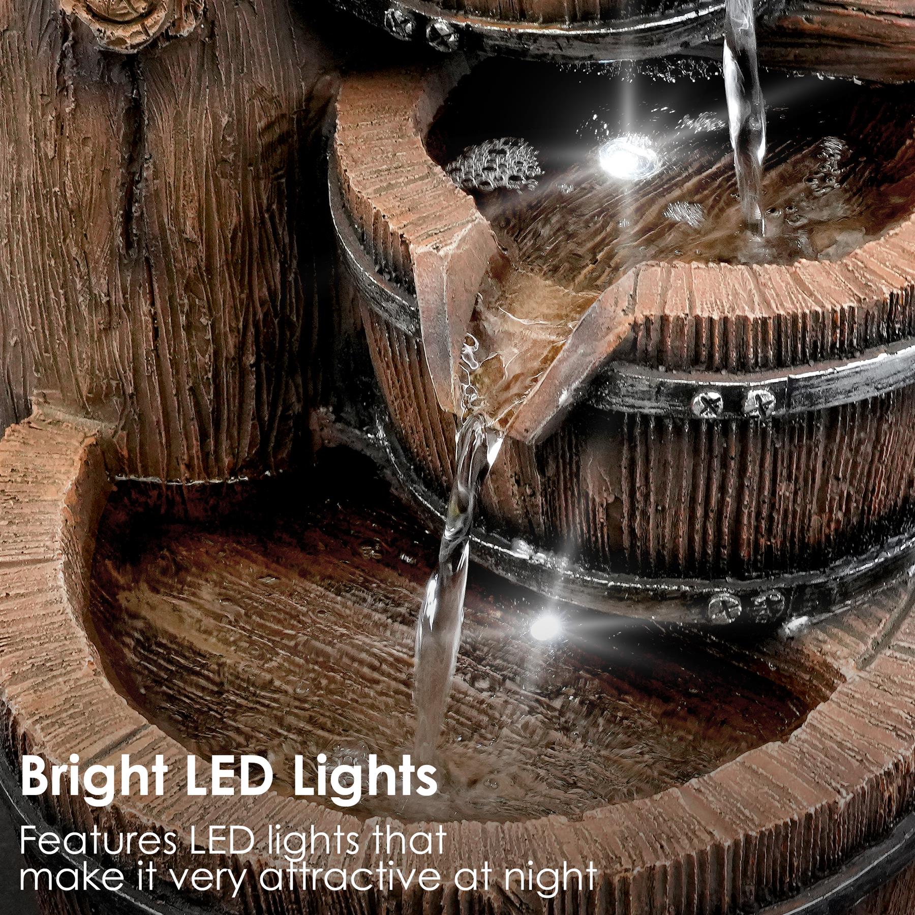 Barrel Water Feature Outdoor With LED by GEEZY - The Magic Toy Shop