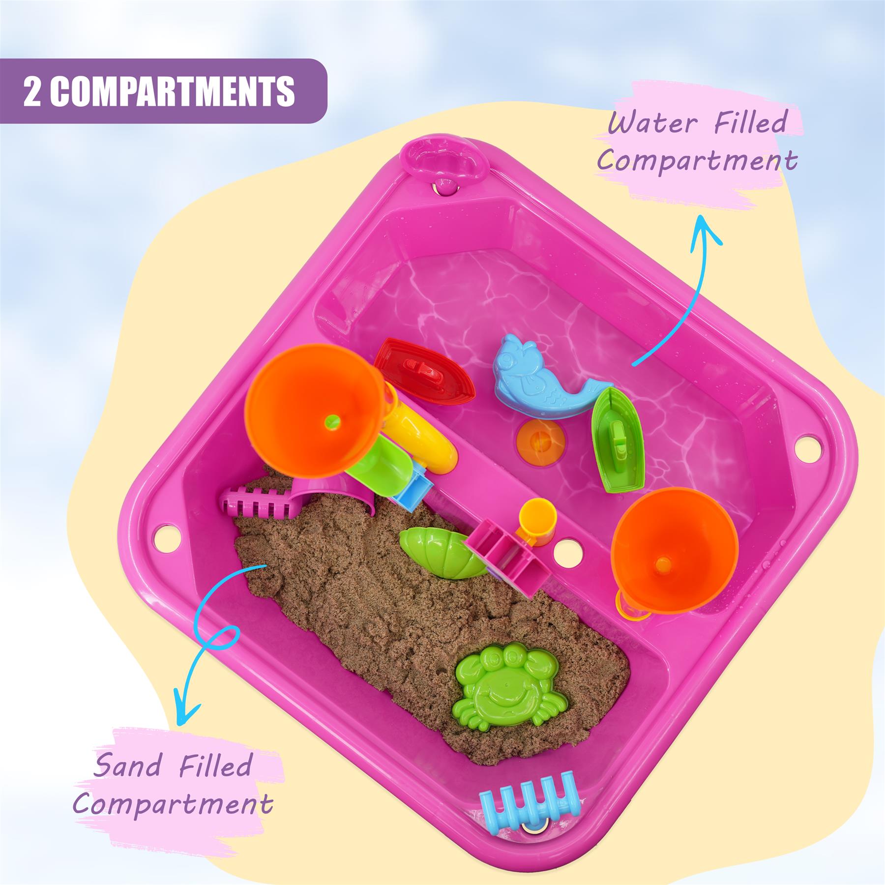 Pink Sand and Water Table Garden Sandpit Play Set by The Magic Toy Shop - The Magic Toy Shop