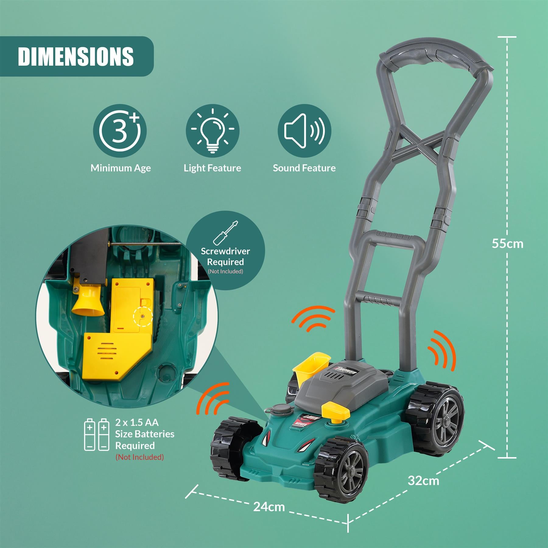 Toy Lawn Mower with Lights & Sounds by The Magic Toy Shop - The Magic Toy Shop