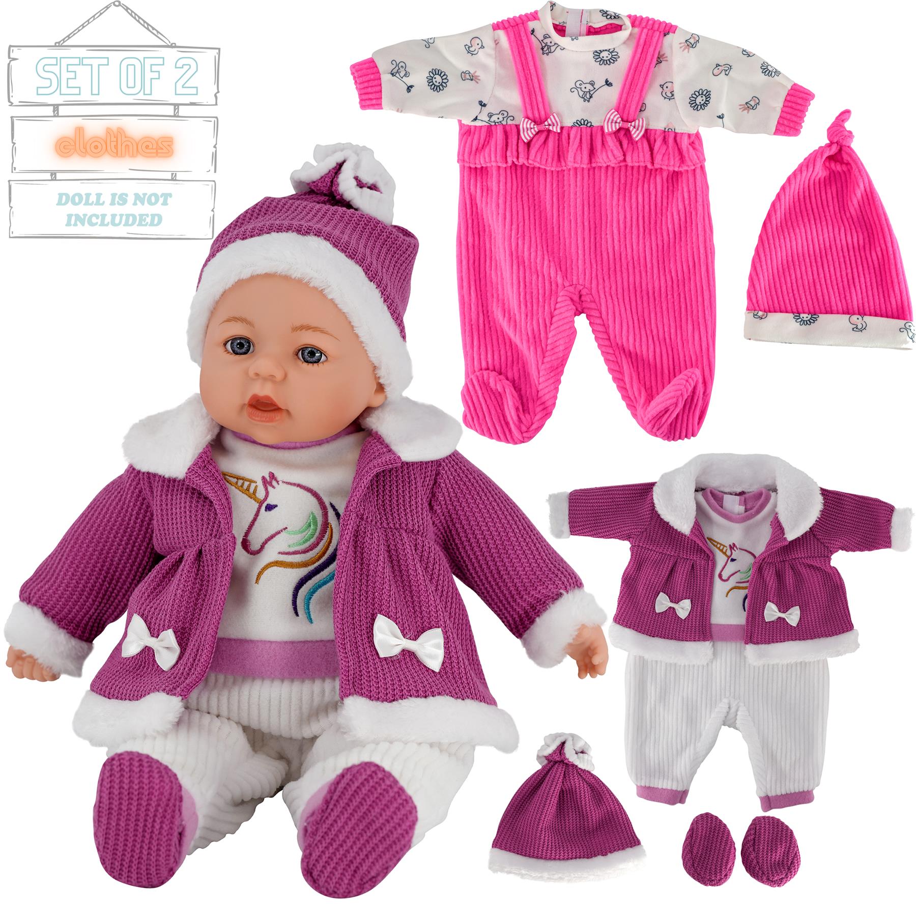 BiBi Outfits - Set of Two Doll Clothes (Hot Pink & Purple Coat) (45 cm / 18") by BiBi Doll - The Magic Toy Shop