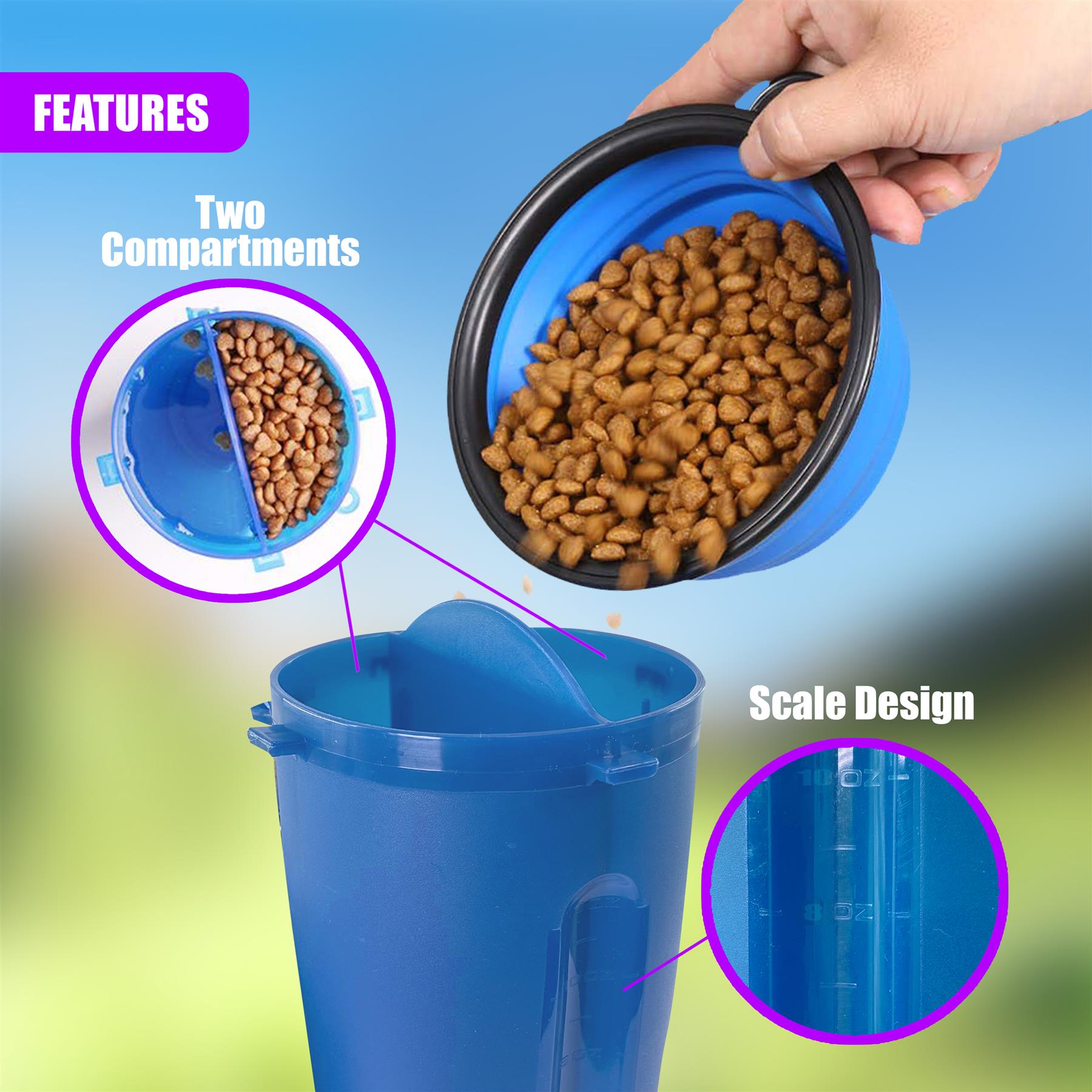 Foldable Bowl and Water Bottle Set for Pets by Geezy - The Magic Toy Shop