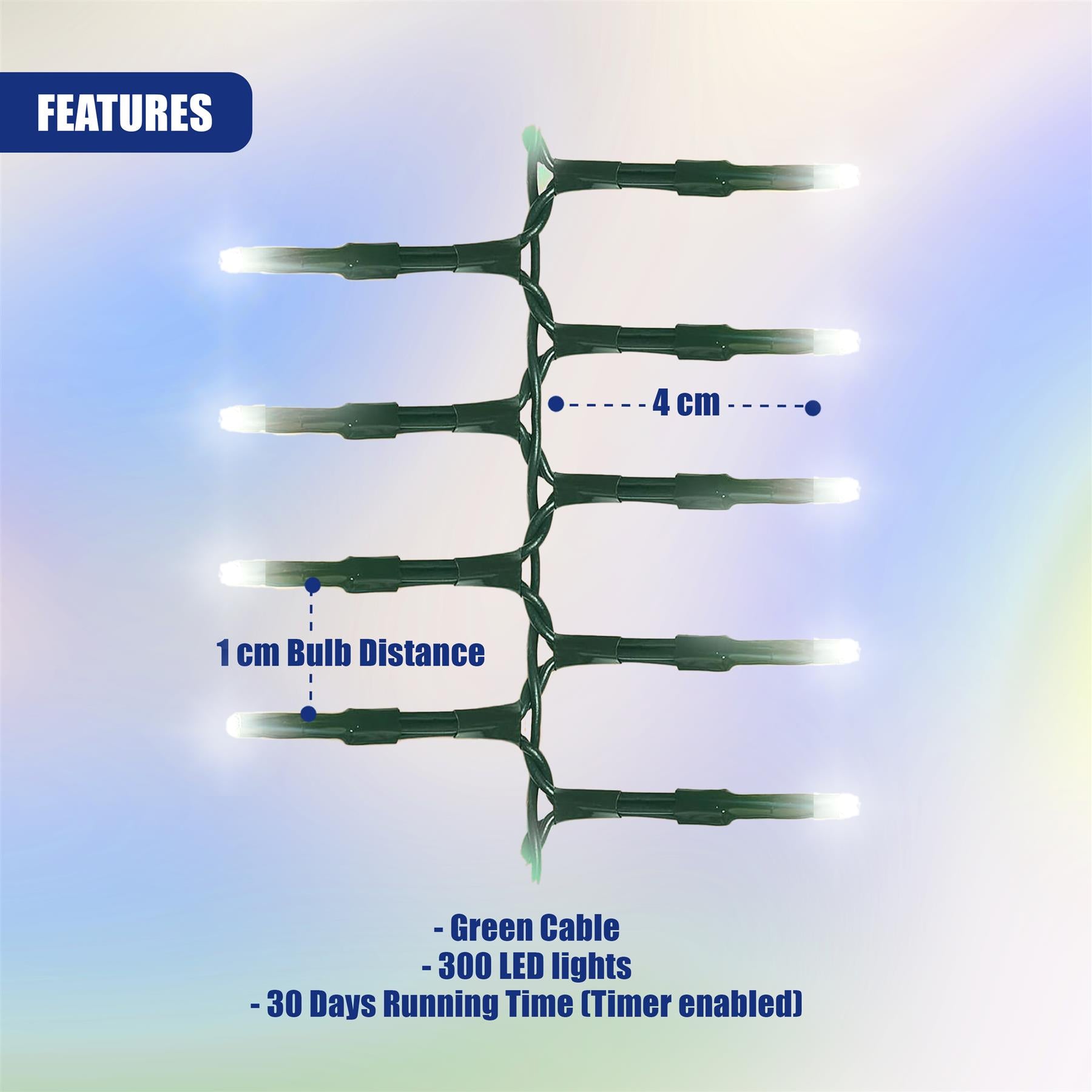 300 LED Cluster Christmas Lights - Blue & White by GEEZY - The Magic Toy Shop