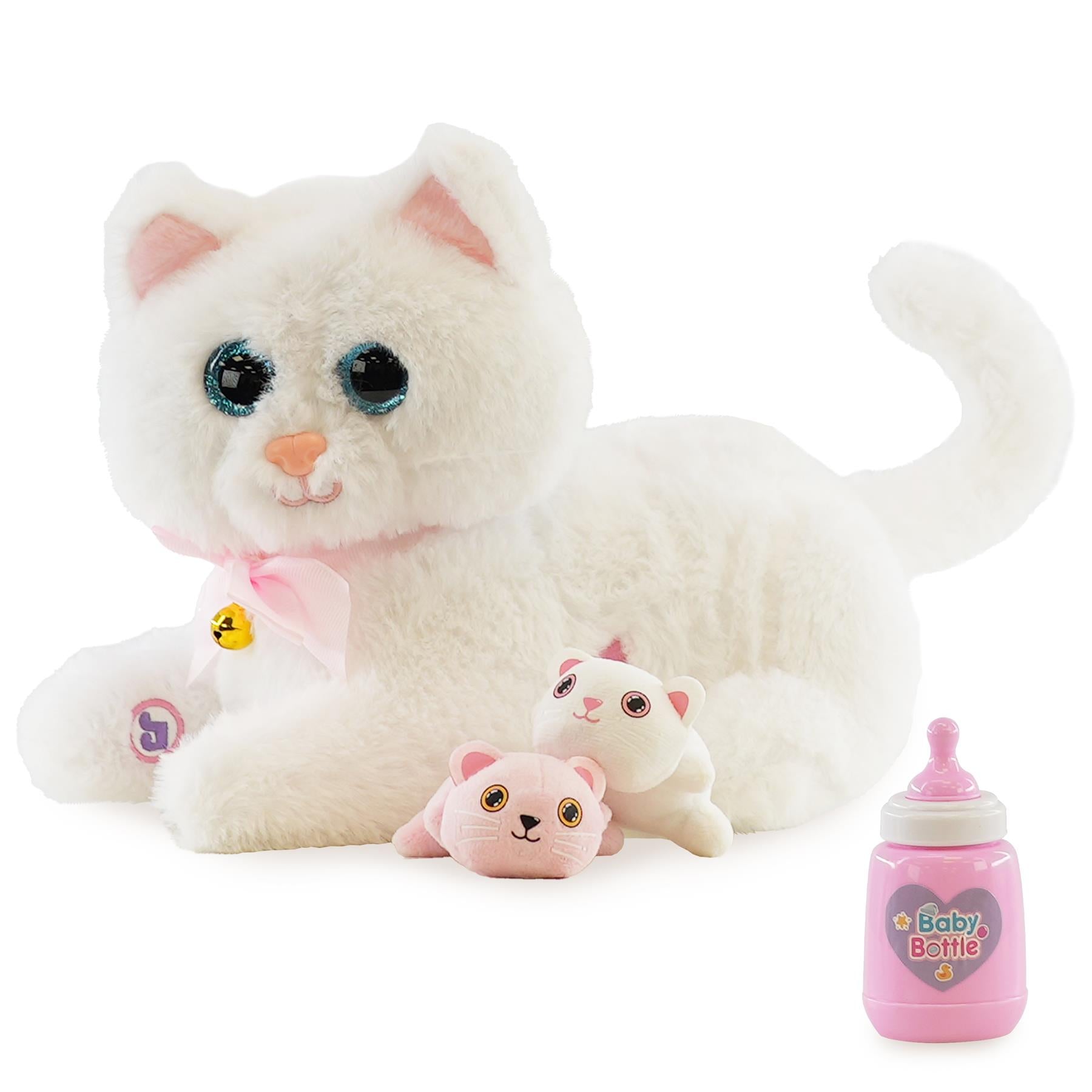 Interactive Plush Cat with 2 Kittens and Sounds by The Magic Toy Shop - The Magic Toy Shop