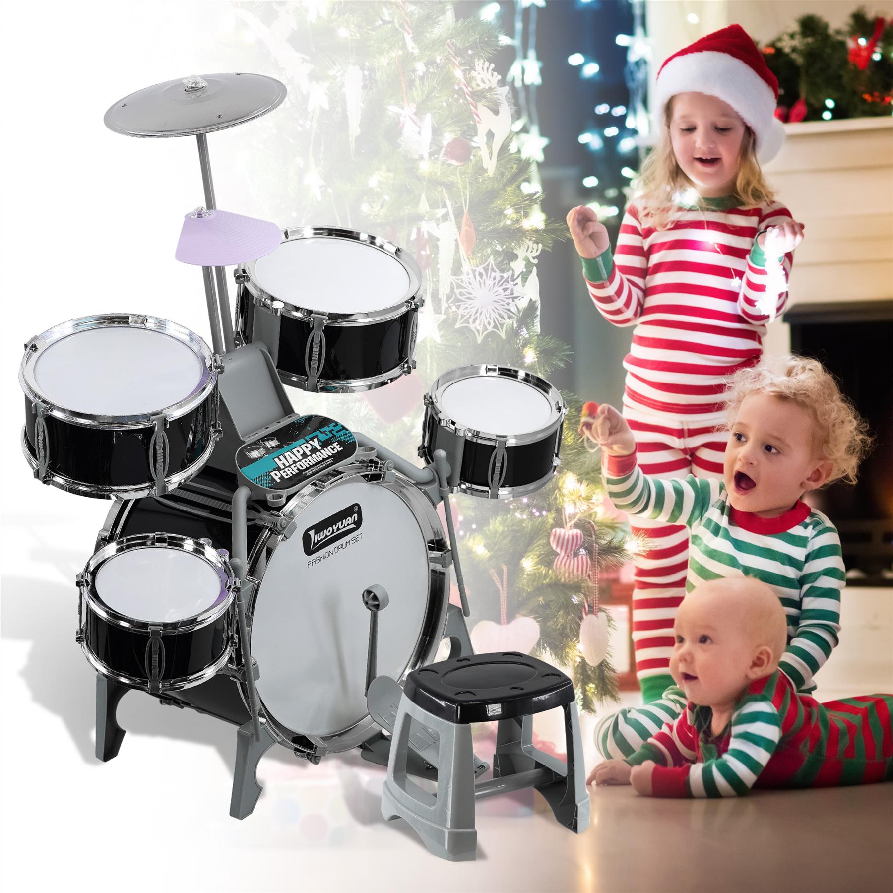 Black Multi functional Kids Jazz Drum Set by The Magic Toy Shop - The Magic Toy Shop