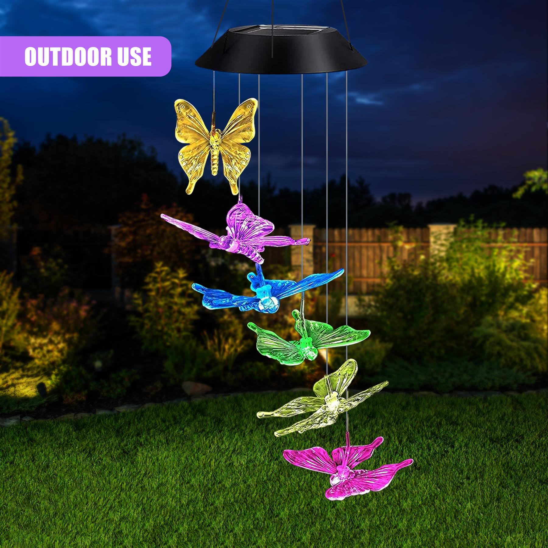 Solar Butterfly Wind Chimes LED by GEEZY - The Magic Toy Shop