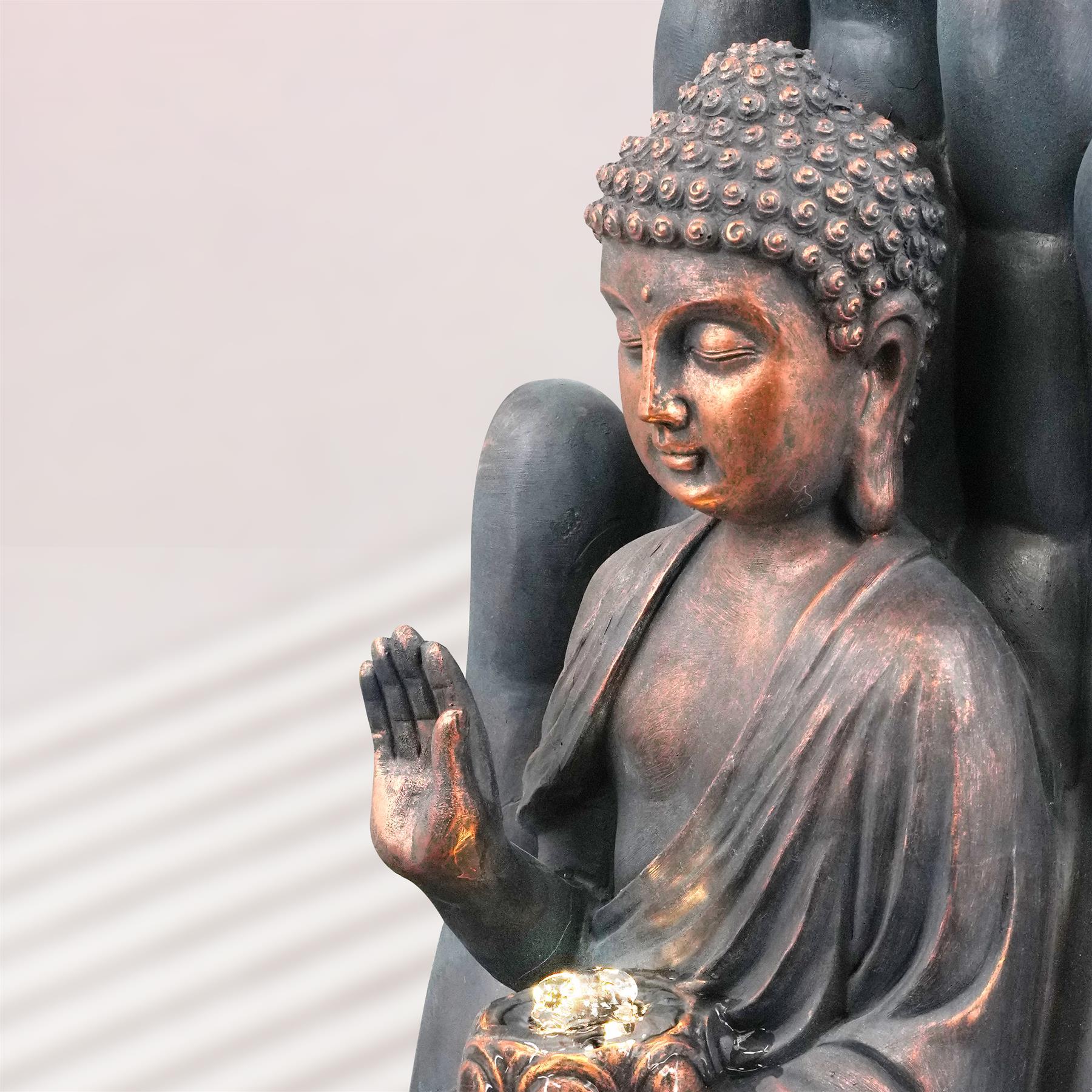 Palm Buddha Water Feature Outdoor With LED by GEEZY - The Magic Toy Shop