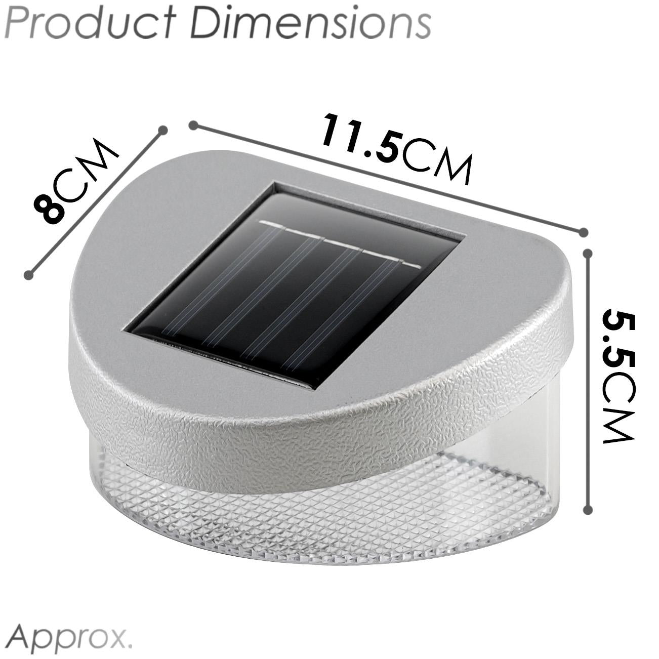 Diagram showing solar fence light dimensions measuring 11.5 cm by 5.5 cm.
