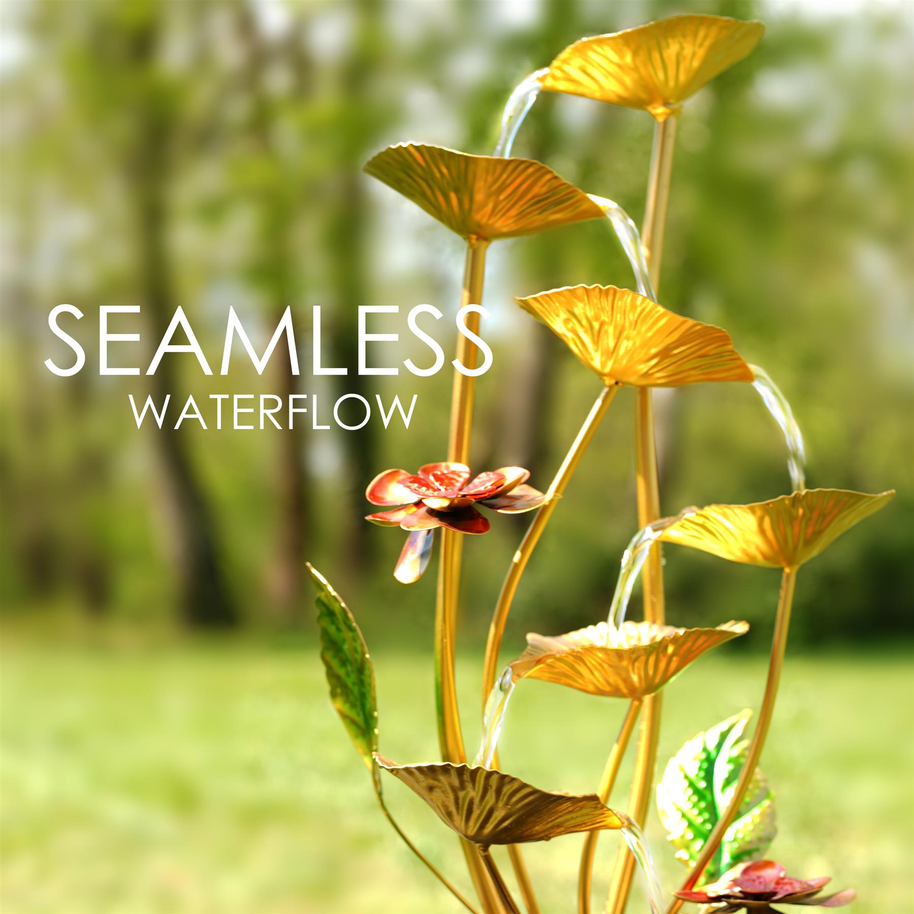 Metal Lotus Water Feature Outdoor With LED by GEEZY - The Magic Toy Shop