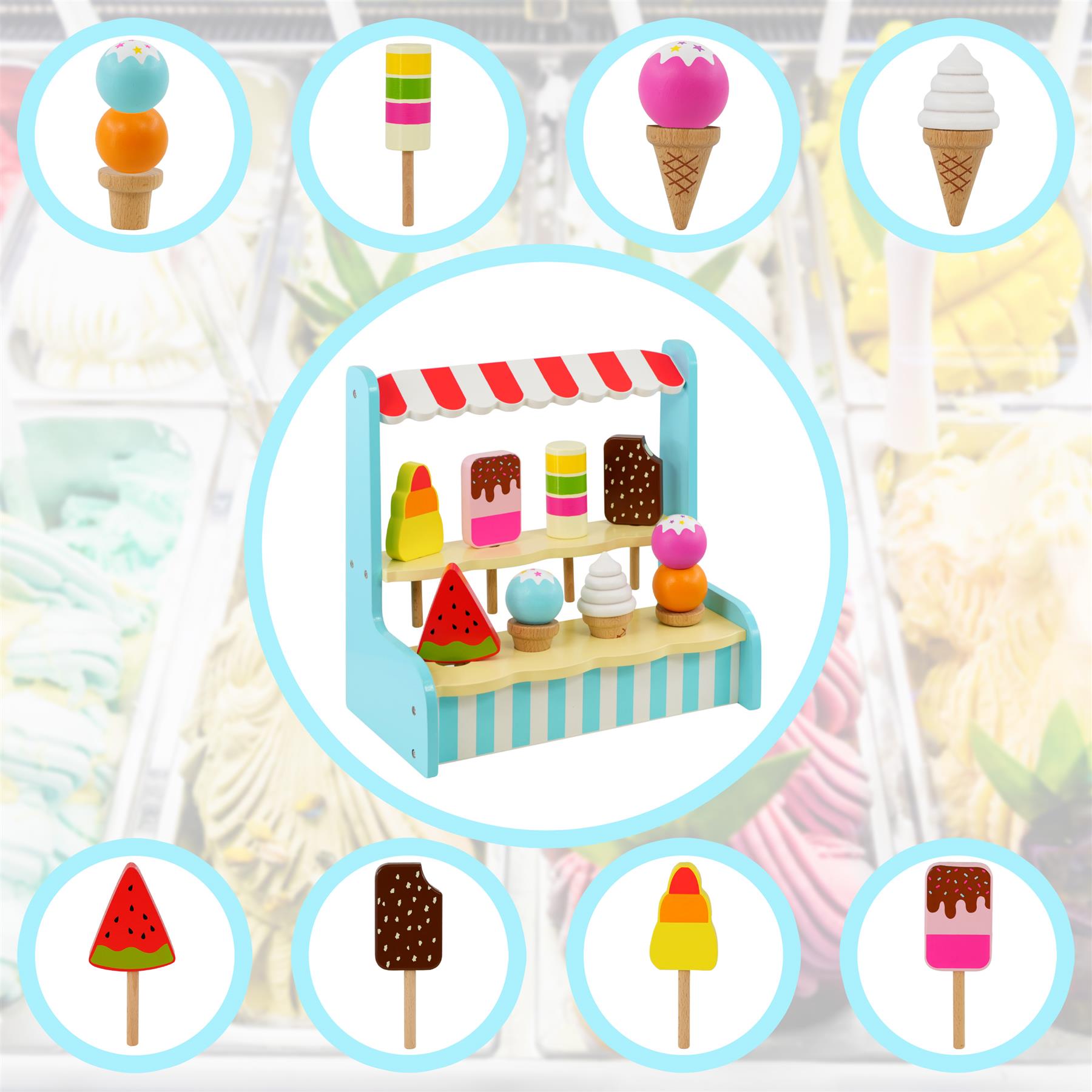 Wooden Ice Cream Shop Stand Playset by The Magic Toy Shop - The Magic Toy Shop