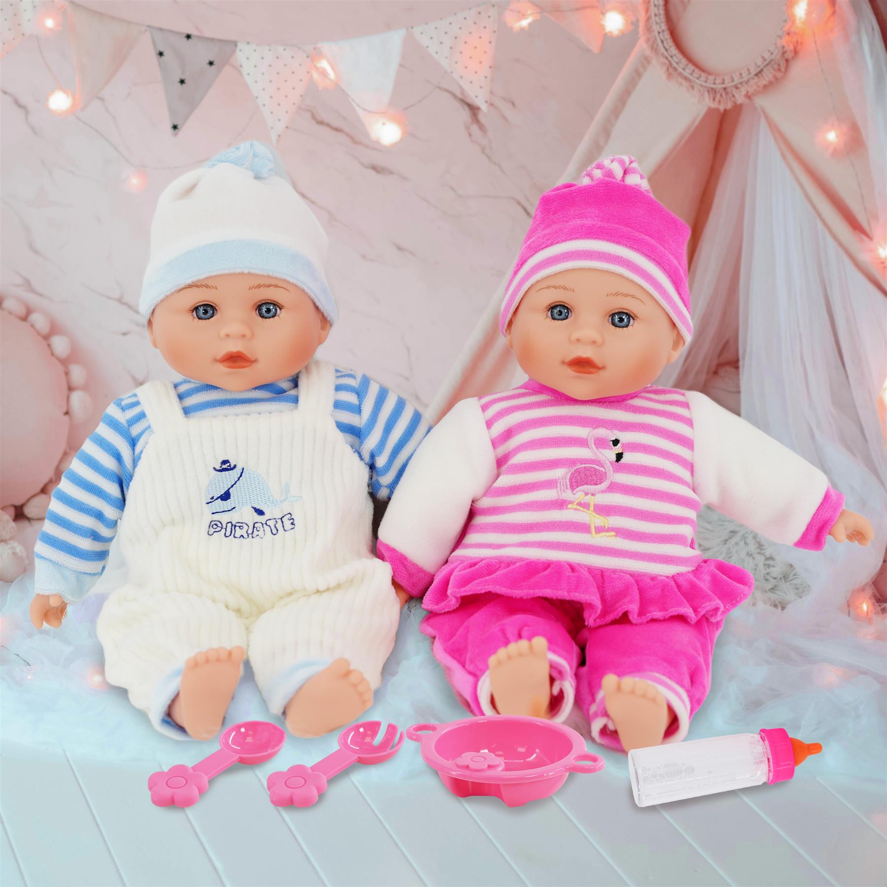 BiBi Twin Baby Dolls & Accessories (33 cm / 13") by BiBi Doll - The Magic Toy Shop