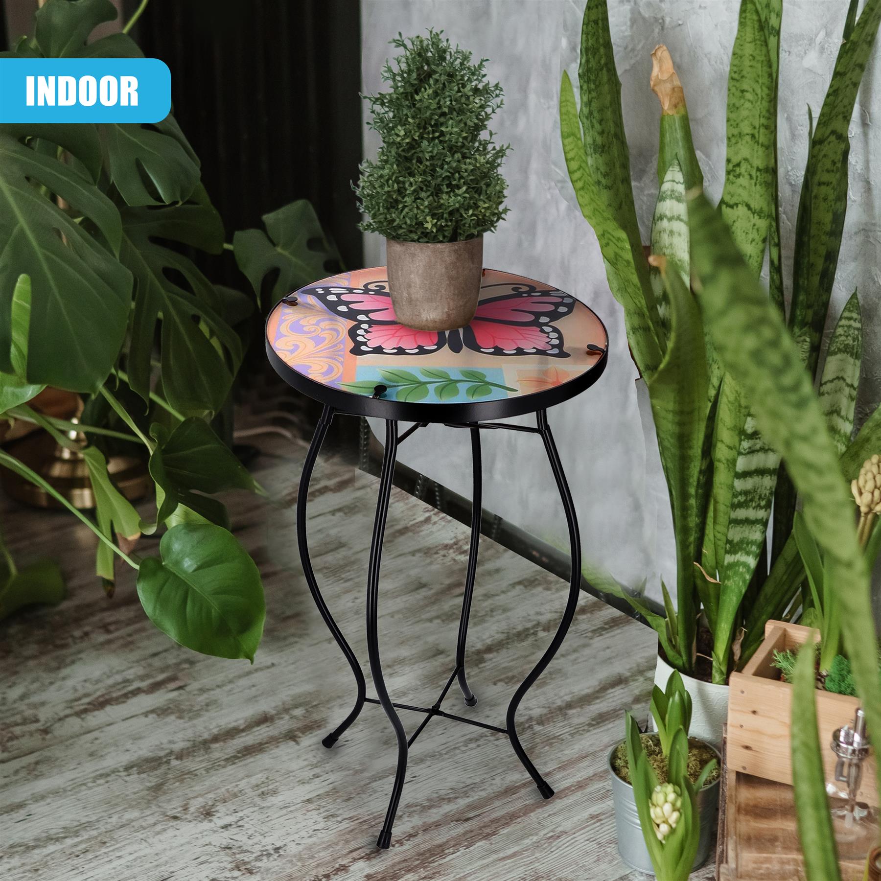 Round Side Mosaic Table With Large Butterfly Design by GEEZY - The Magic Toy Shop