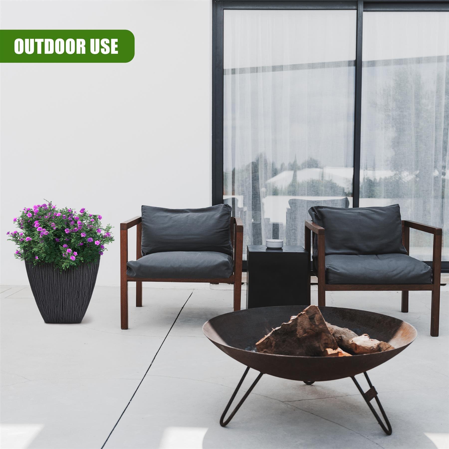 Large Anthracite Square Flower Pot by GEEZY - The Magic Toy Shop