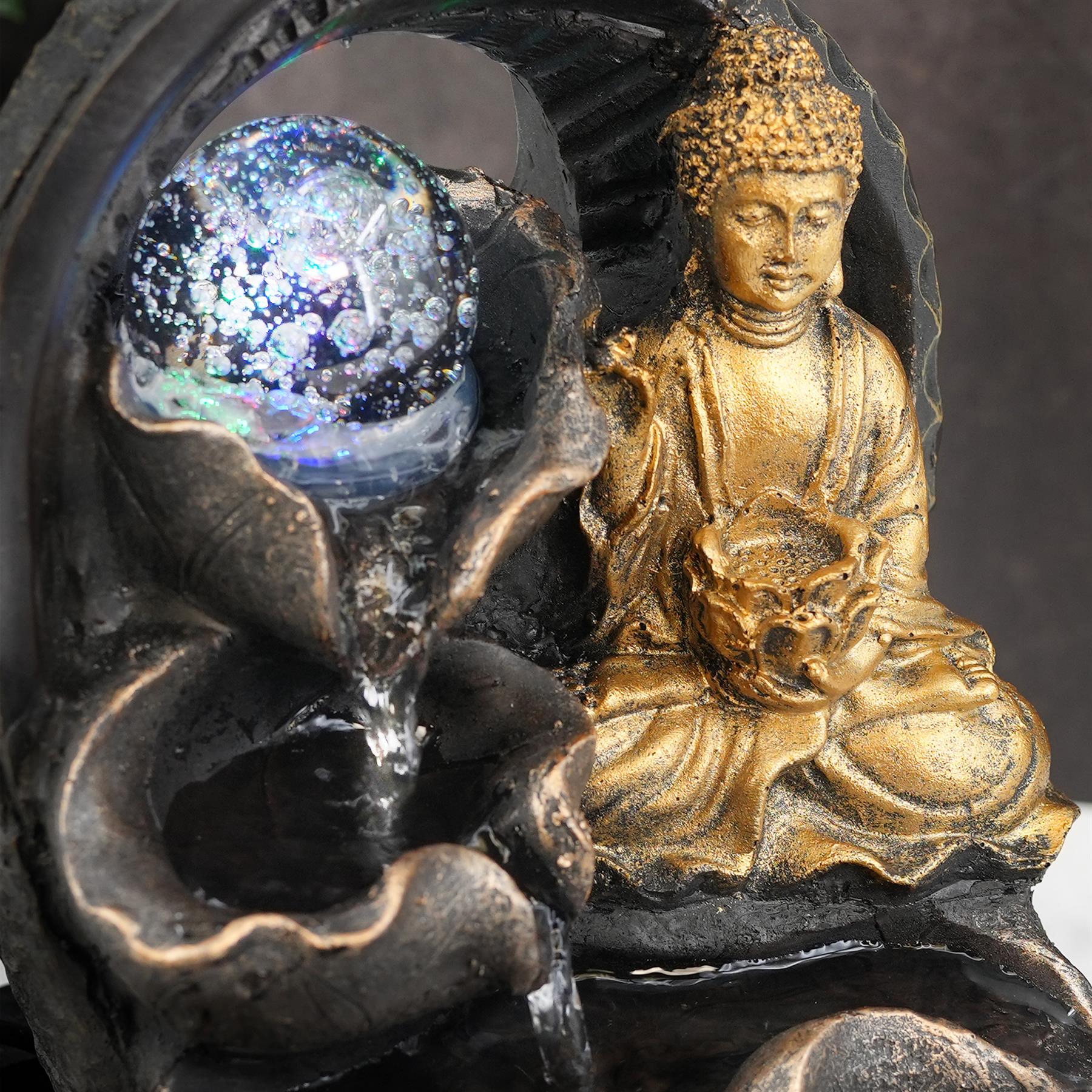 Buddha Crystal Ball Water Feature Indoor With LED by GEEZY - The Magic Toy Shop
