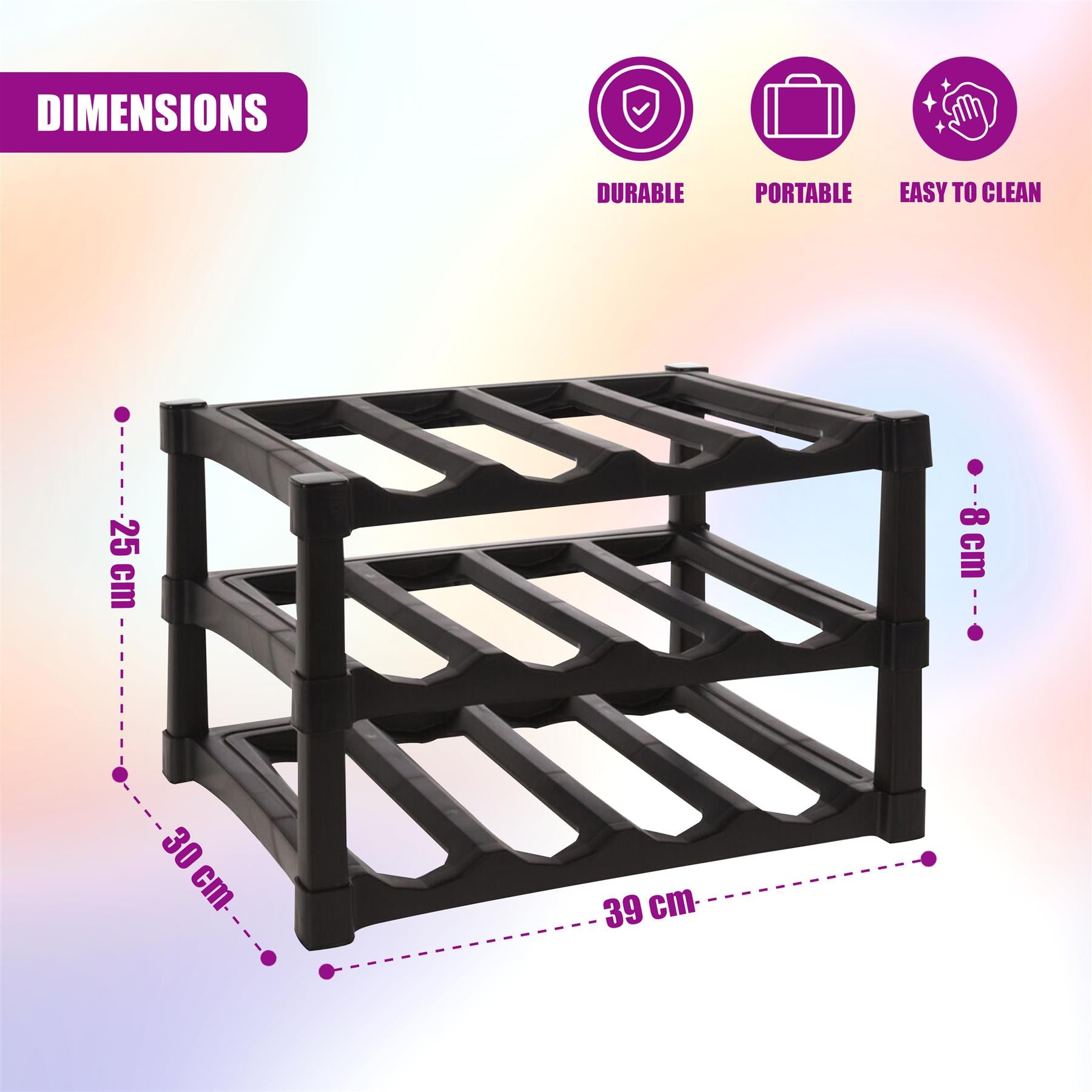 3 Tier Stackable 12 Bottle Wine Storage Rack