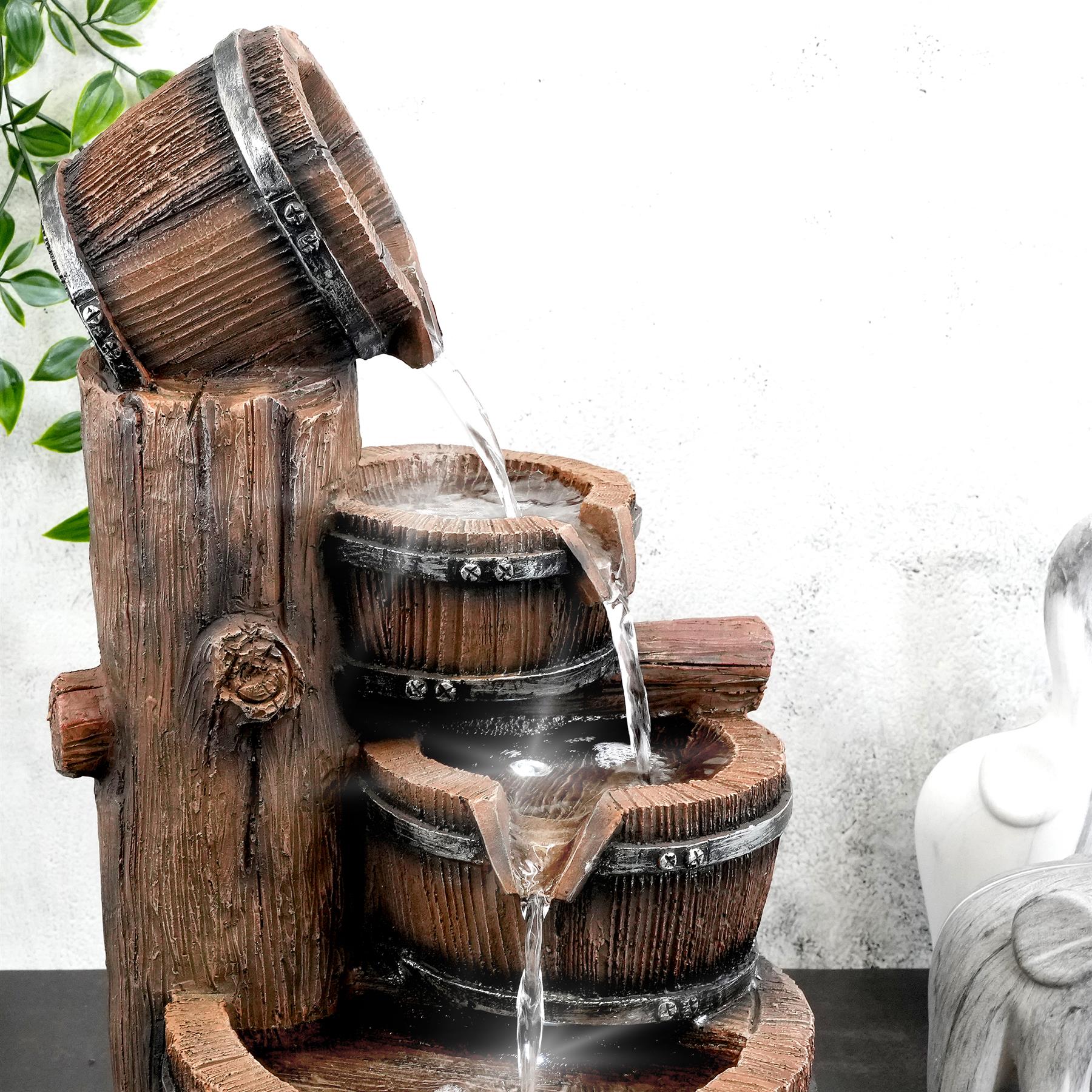 Barrel Water Feature Outdoor With LED by GEEZY - The Magic Toy Shop