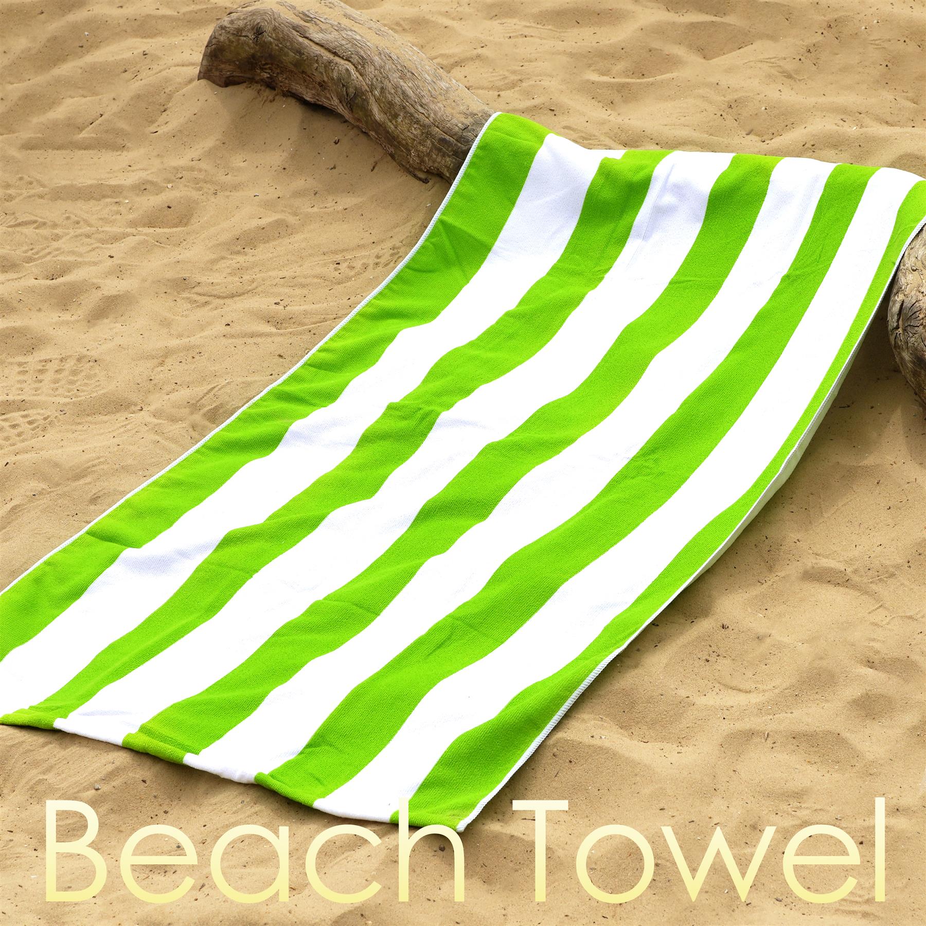Beach Bath Towel Large Microfibre Green Striped by GEEZY - The Magic Toy Shop
