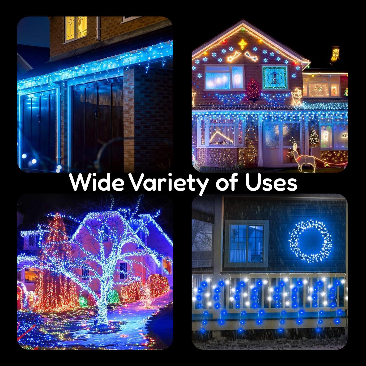 200 Christmas Blue & White Led Icicle Lights by Geezy - The Magic Toy Shop