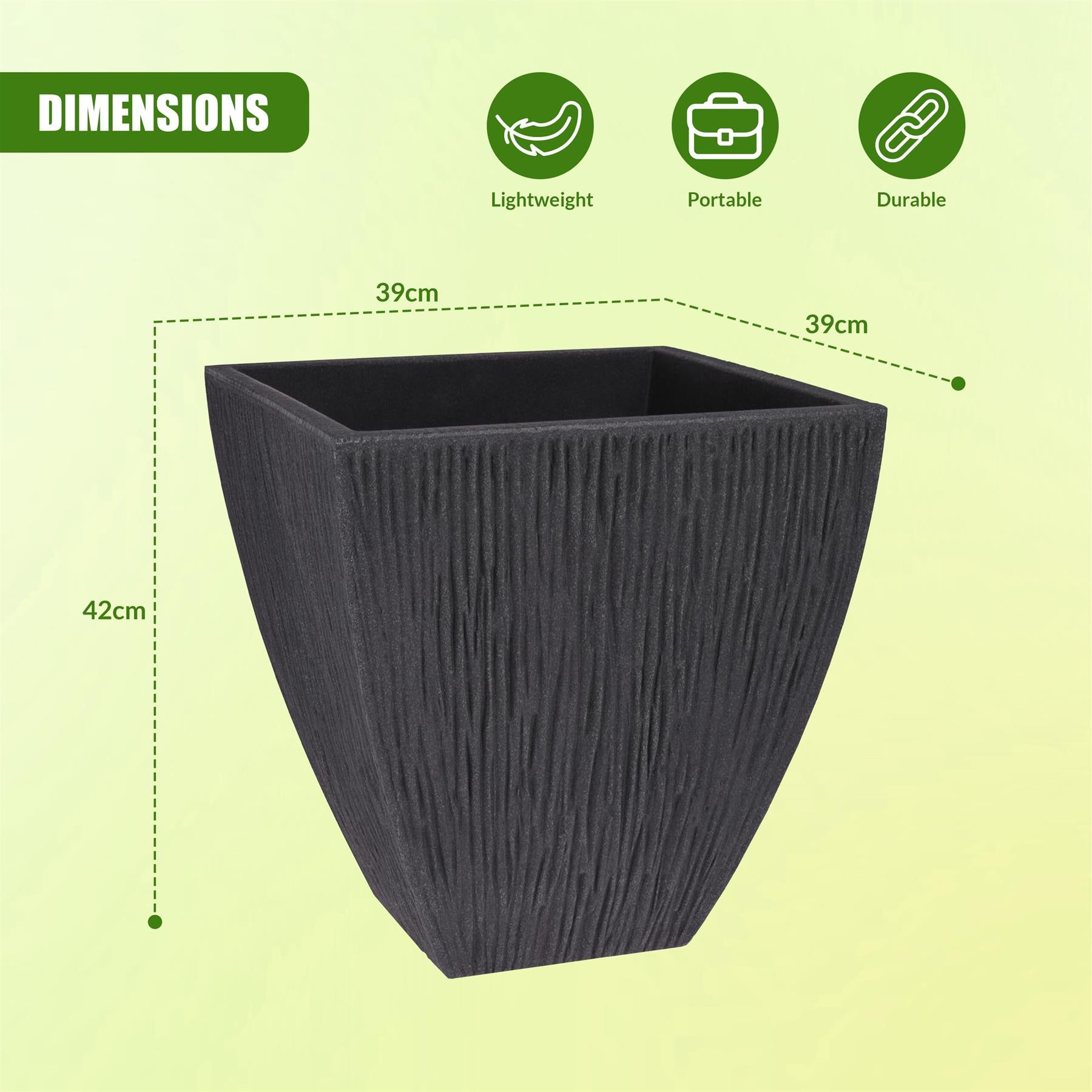 Large Anthracite Square Flower Pot by GEEZY - The Magic Toy Shop