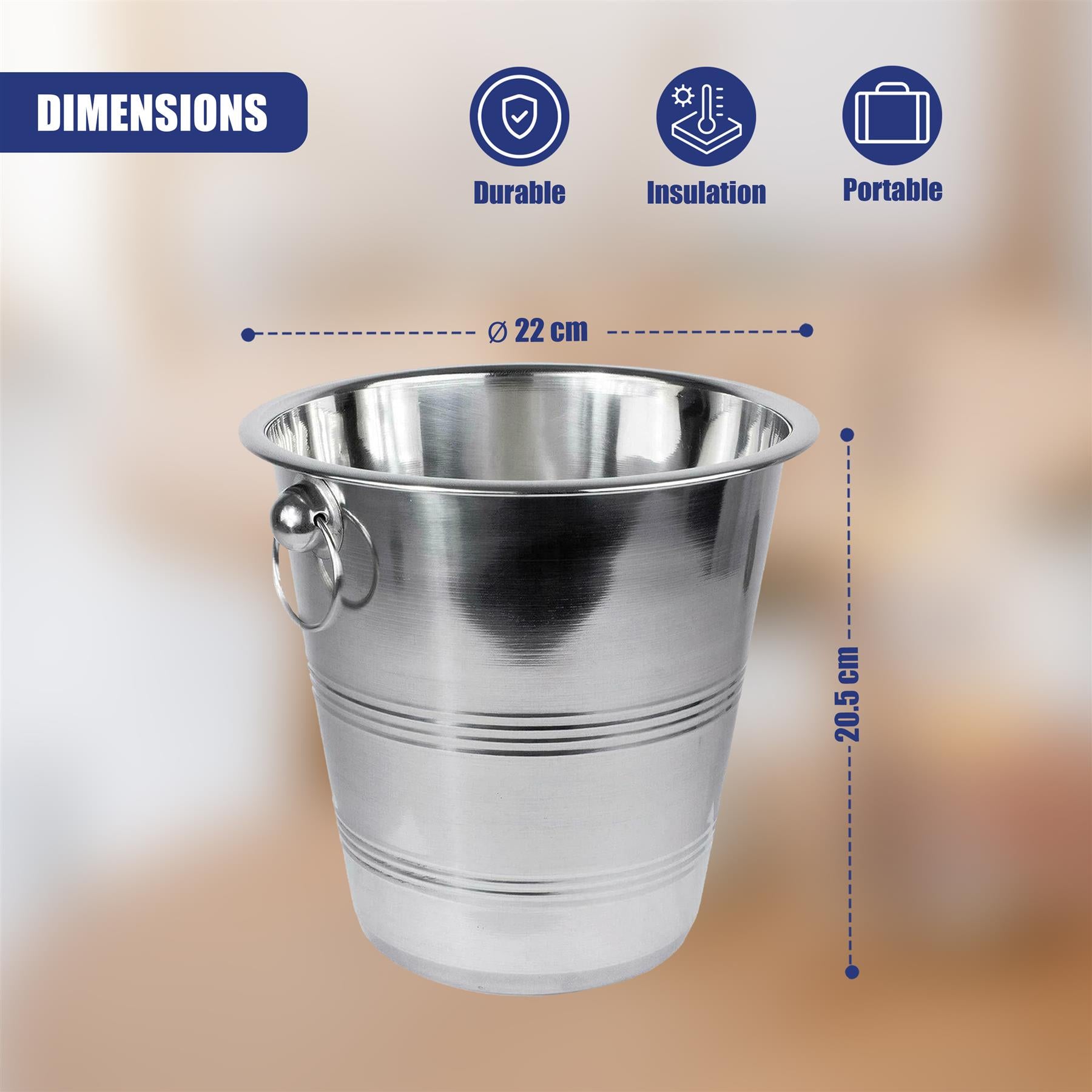 Stainless Steel Champagne Ice Bucket 4 Litre by GEEZY - The Magic Toy Shop