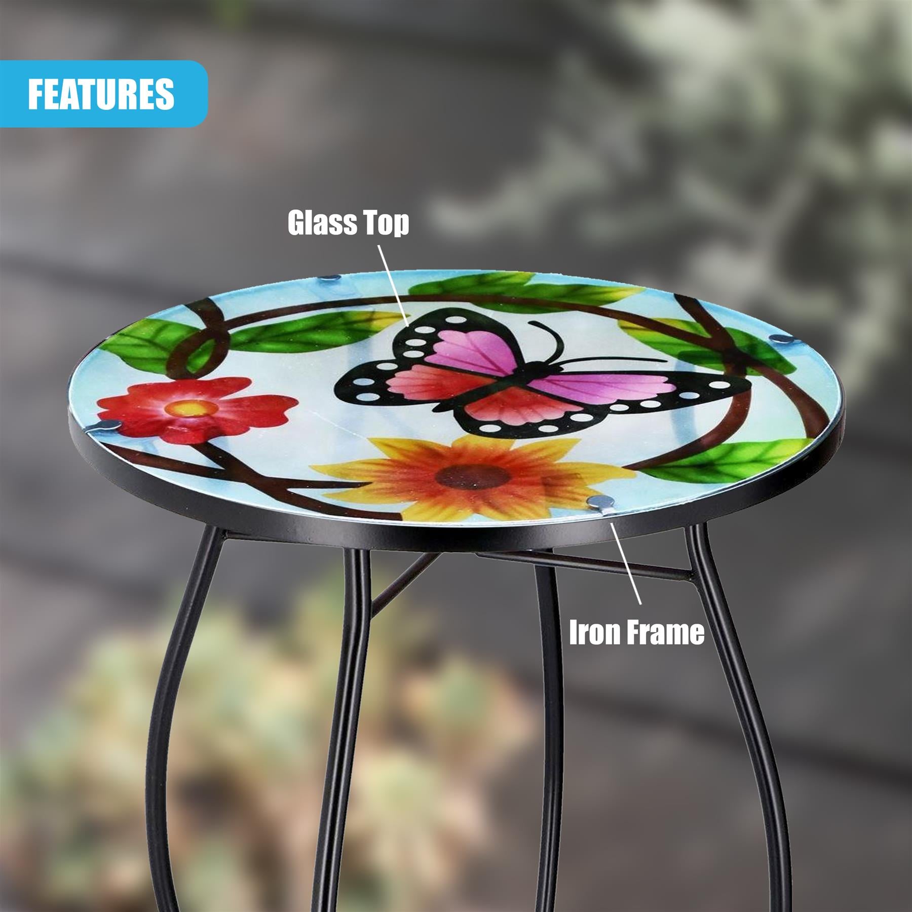 Round Side Mosaic Table With Small Butterfly Design by GEEZY - The Magic Toy Shop