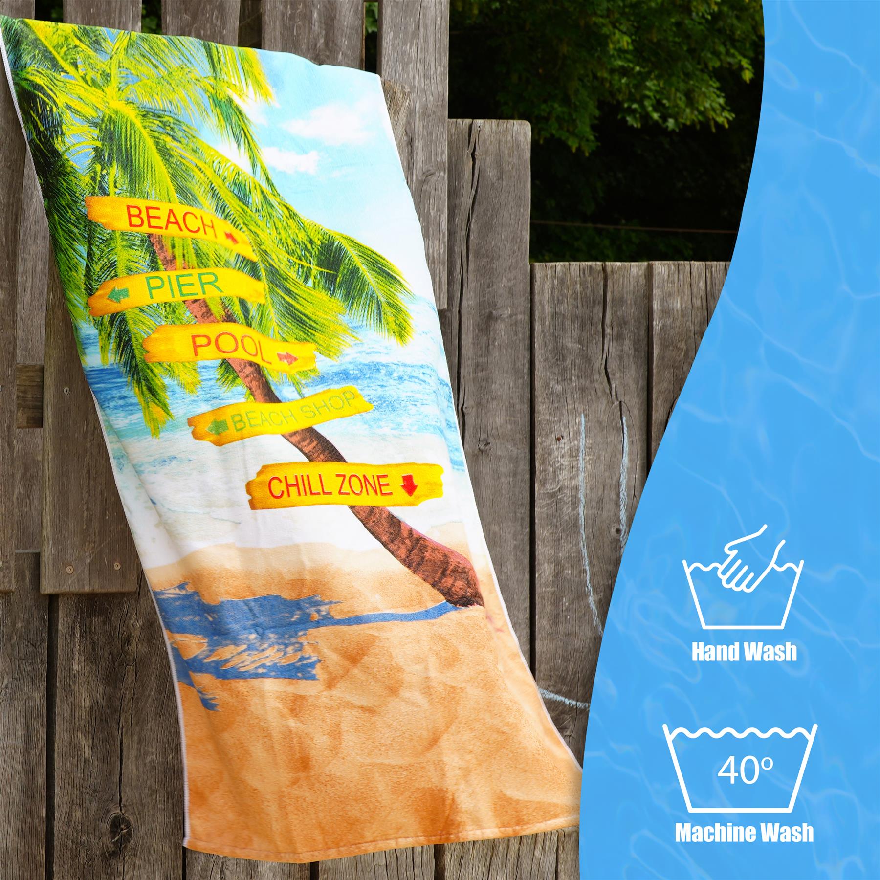 Beach Signs Design Large Towel by GEEZY - The Magic Toy Shop