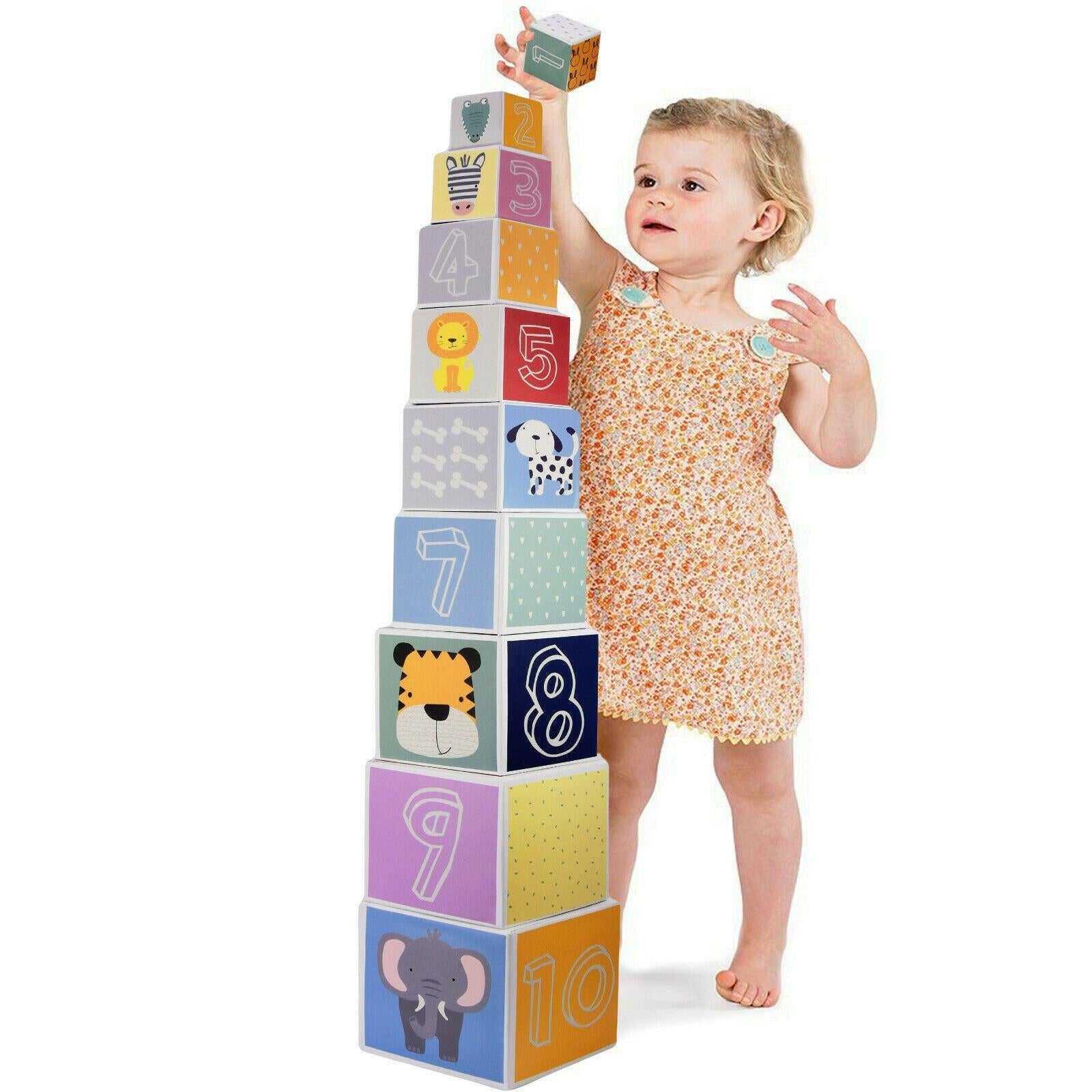 Babies stacking blocks online