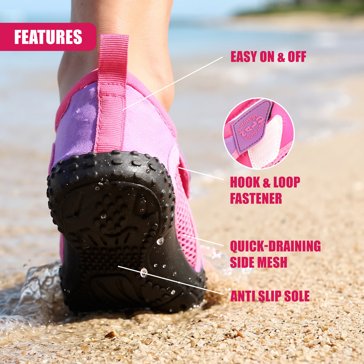 Pink Neoprene Aqua Shoes