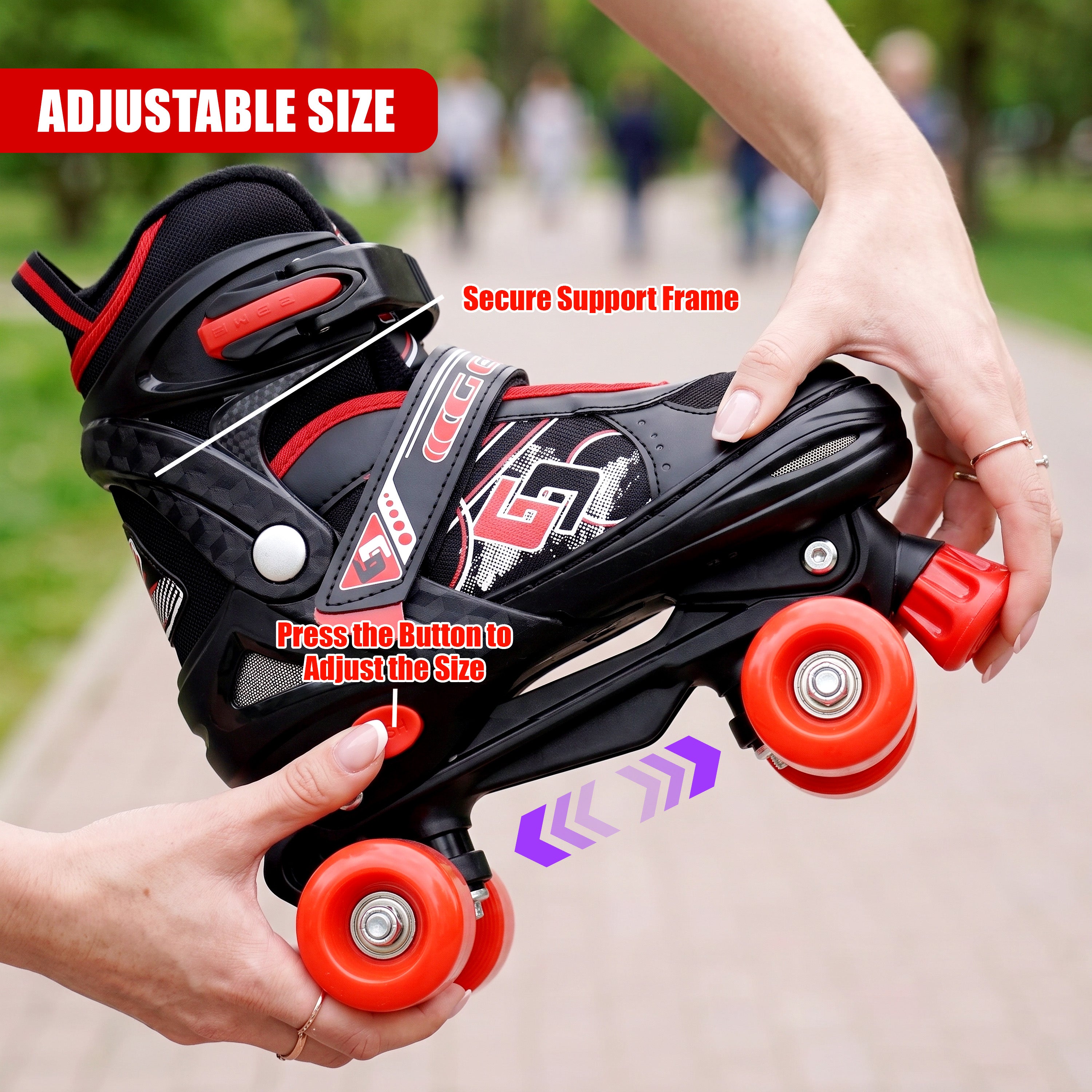 Black & Red Kids Adjustable Roller Skates