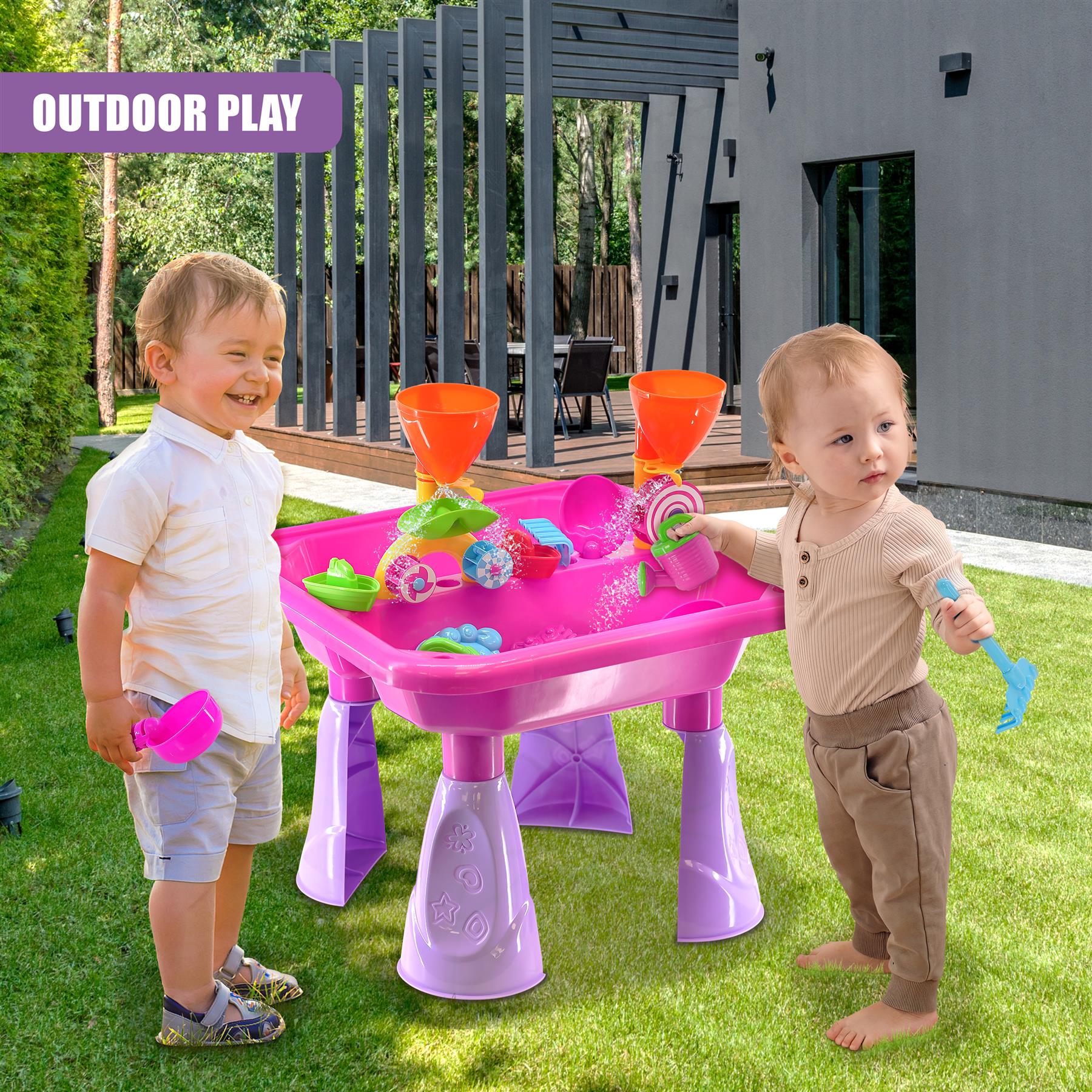 Pink Sand and Water Table Garden Sandpit Play Set by The Magic Toy Shop - The Magic Toy Shop