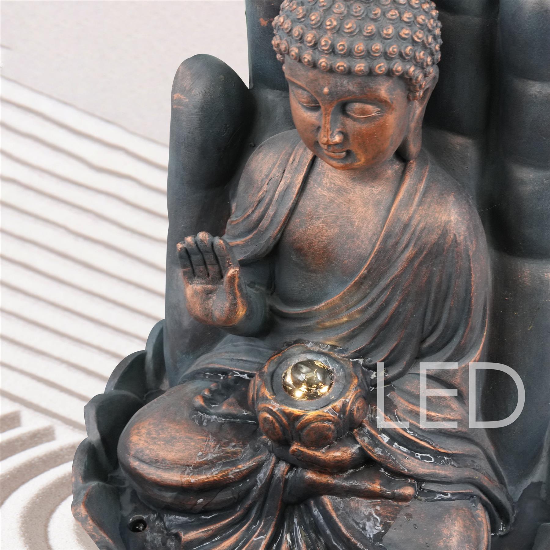Palm Buddha Water Feature Outdoor With LED by GEEZY - The Magic Toy Shop