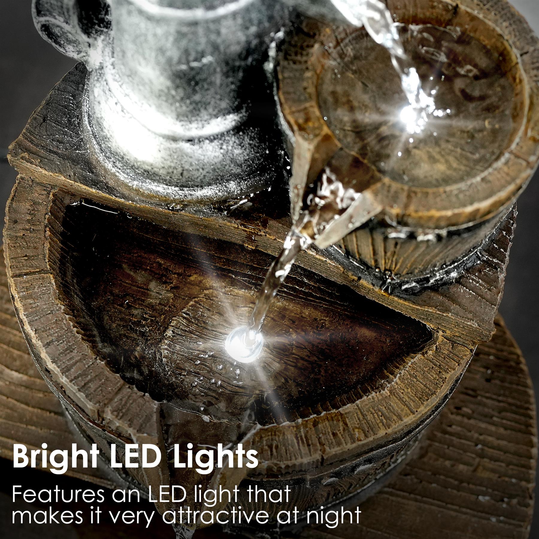 Pump Barrel Water Feature Outdoor With LED by GEEZY - The Magic Toy Shop