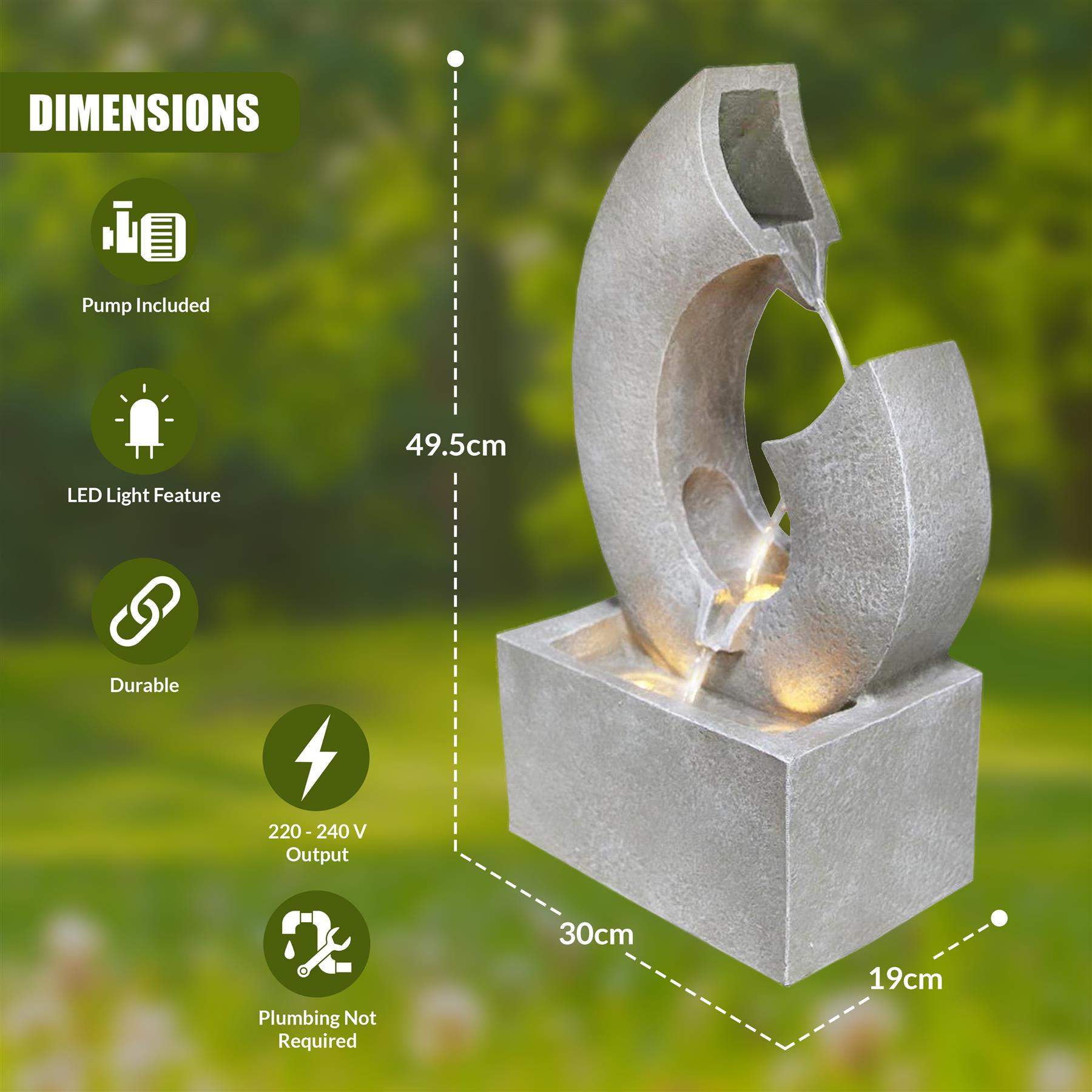 Horn Water Feature Outdoor With LED by GEEZY - The Magic Toy Shop